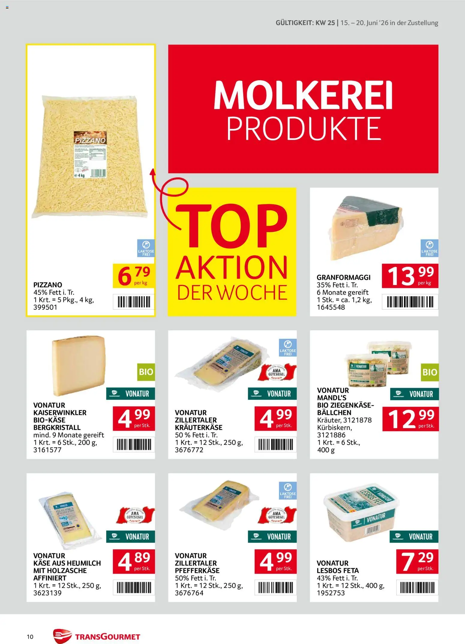 Transgourmet Zustellaktion gültig ab 15.06.2026 | Seite: 10 | Produkte: Käse