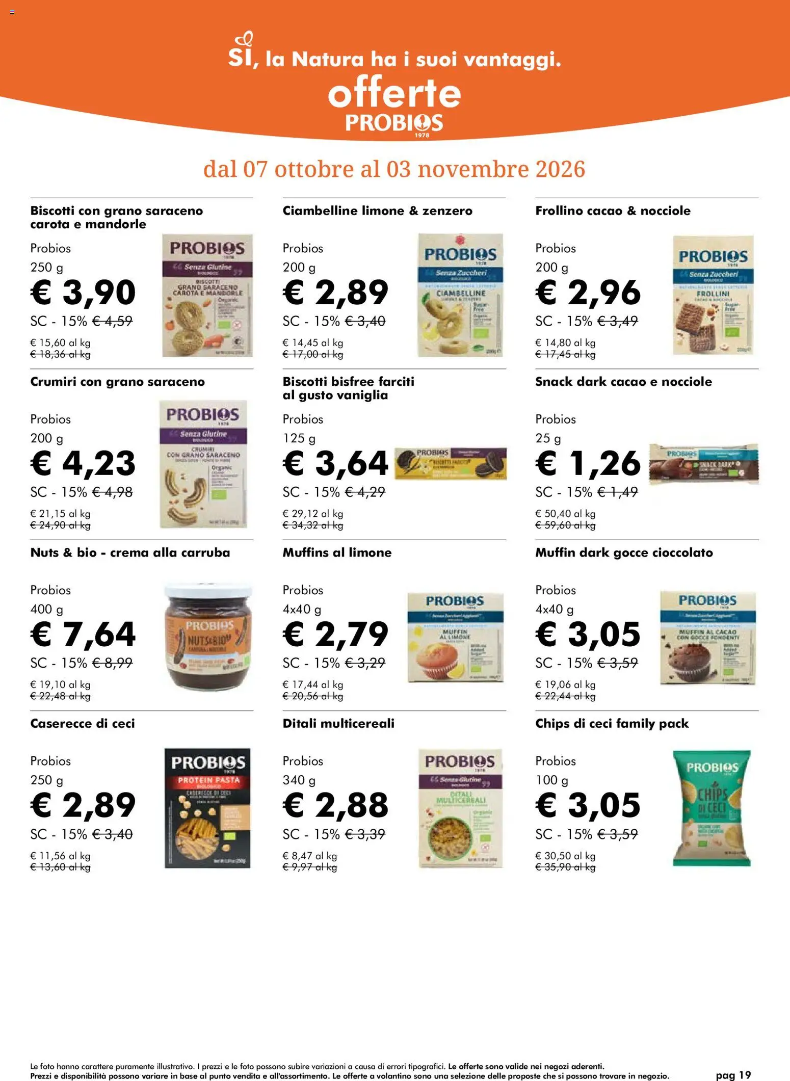 Volantino Natura Sì del 07/10/2026 | Pagina: 19 | Prodotti: Senza glutine, Crema, Mandorle, Frollini