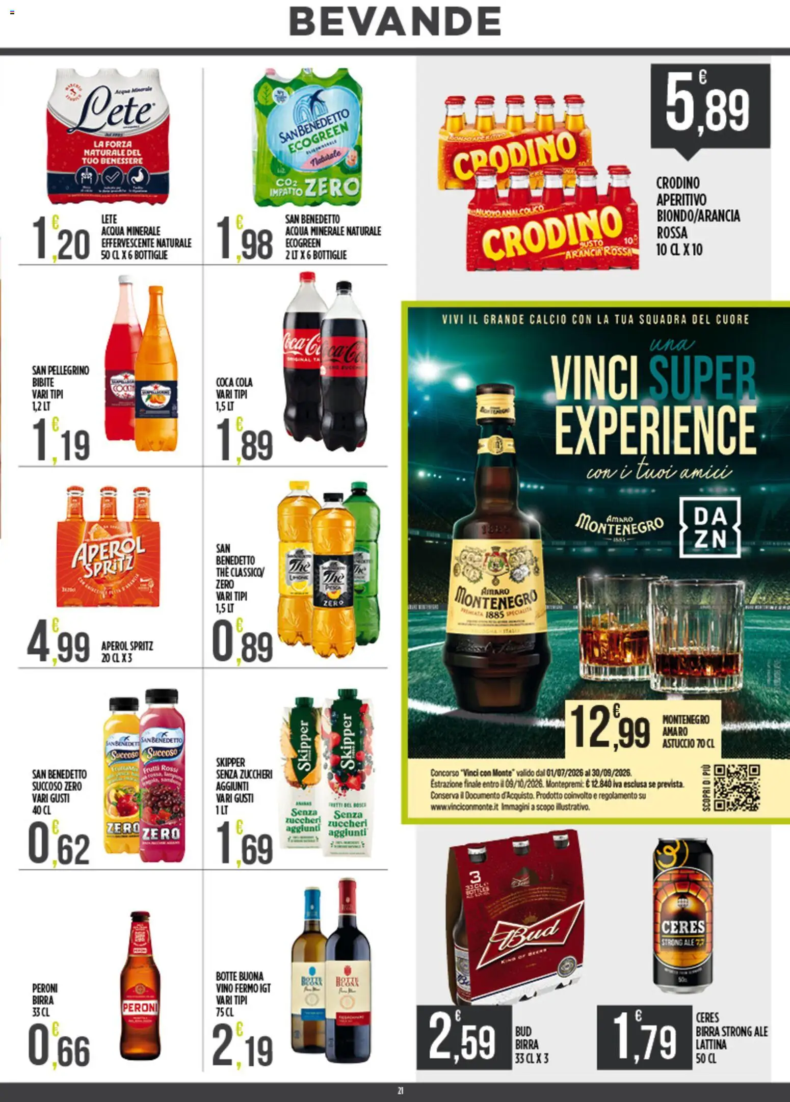 Volantino Euroesse del 07/09/2026 | Pagina: 21 | Prodotti: Birra, Arancia, Coca Cola, Aperitivo