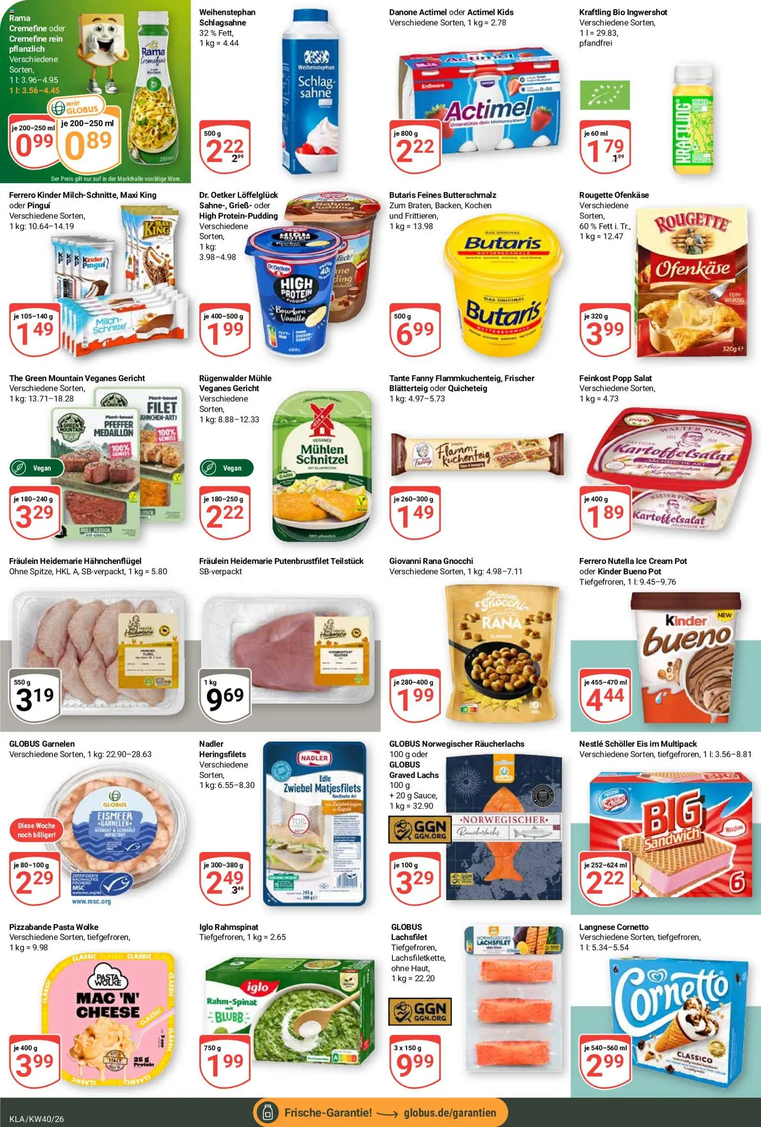 Globus Prospekt Kaiserslautern – gültig ab 28.09.2026 | Seite: 12 | Produkte: Schlagsahne, Milch, Vanille, Eis