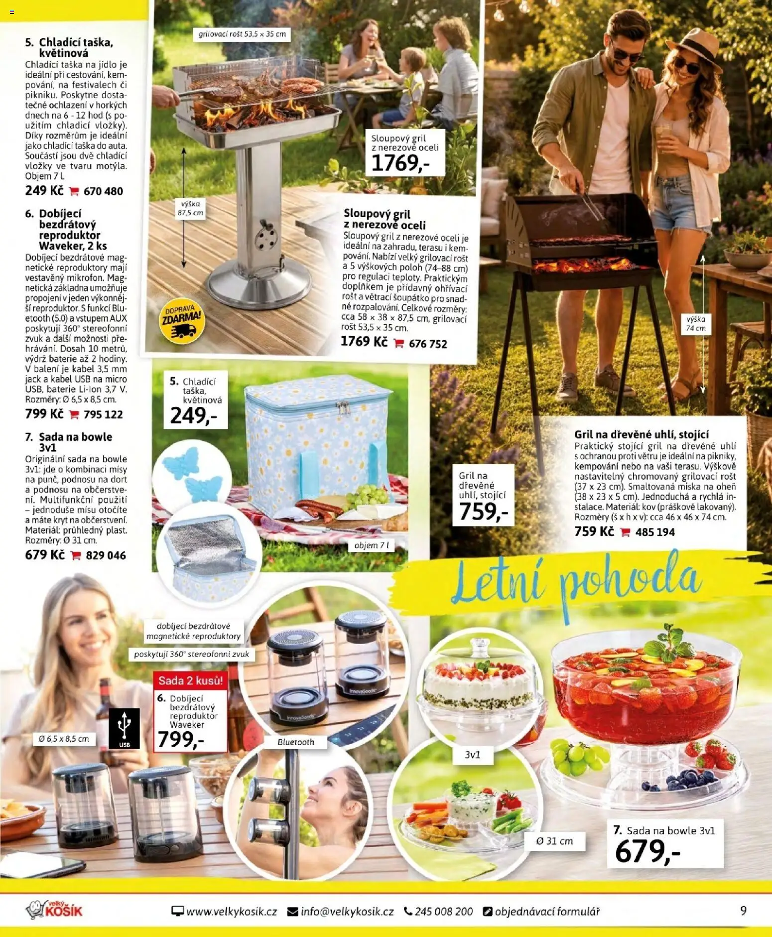 Velký Košík katalog červen 2026 od 01.06.2026 | Strana: 9 | Produkty: Dřevěné uhlí, Reproduktor, Chladící taška, Rošt