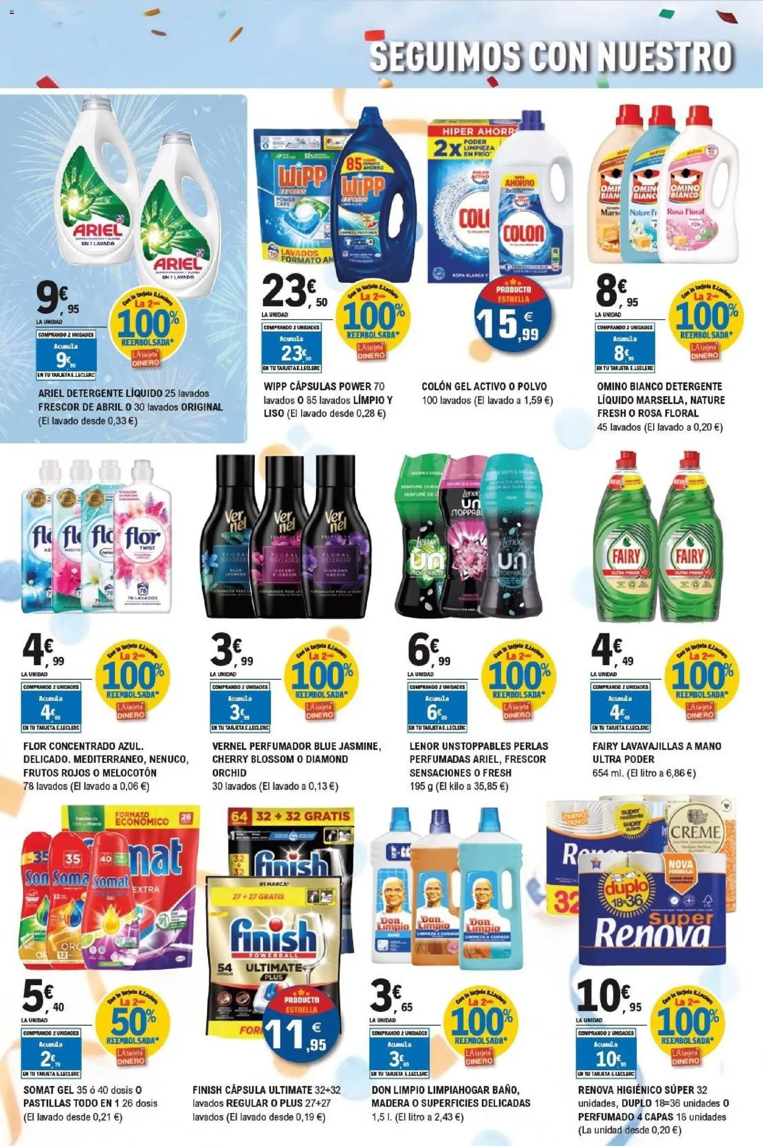 E.Leclerc Aniversario │ válido desde el 29/07/2026 | Página: 20 | Productos: Perfume, Polvo, Lavavajillas, Baño