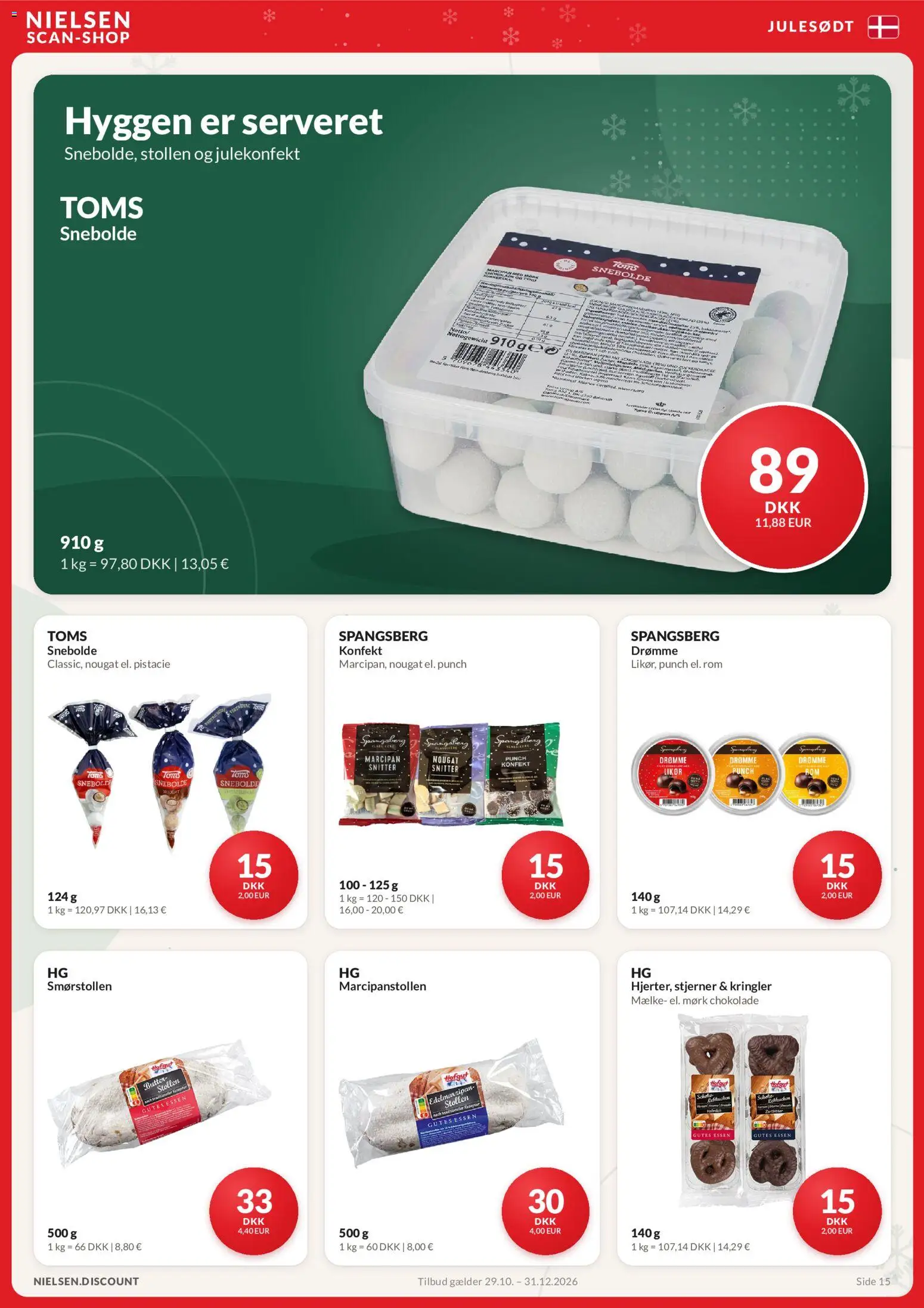 Nielsen Discount tilbudsavis – gyldig fra 29/10/2026 | Side: 15 | Produkter: Chokolade, Marcipan, Rom, Nougat