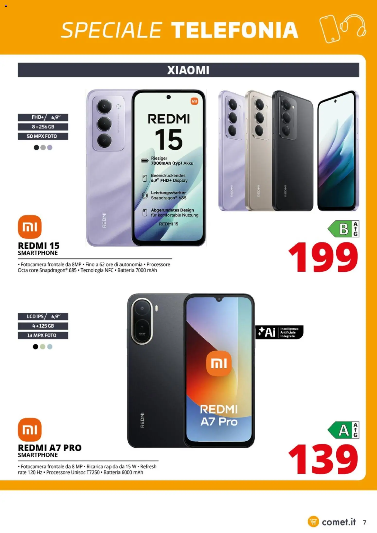 Volantino Comet del 09/10/2026 | Pagina: 7 | Prodotti: Xiaomi, Smartphone, Fotocamera, Batteria