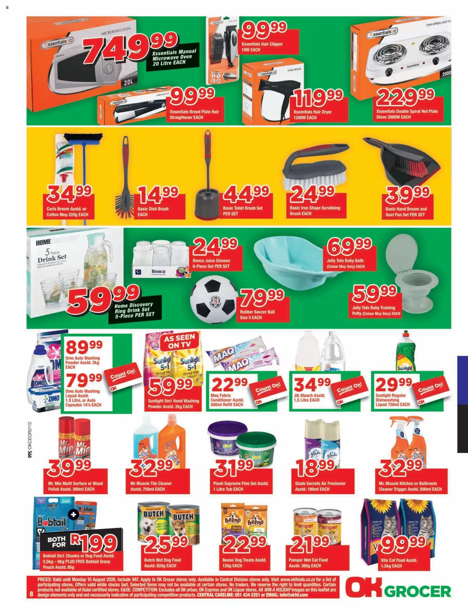 New OK Foods catalogue – valid from 24/07/2026 | Page: 8 | Products: Microwave oven, Stove, Hair dryer, Air freshener