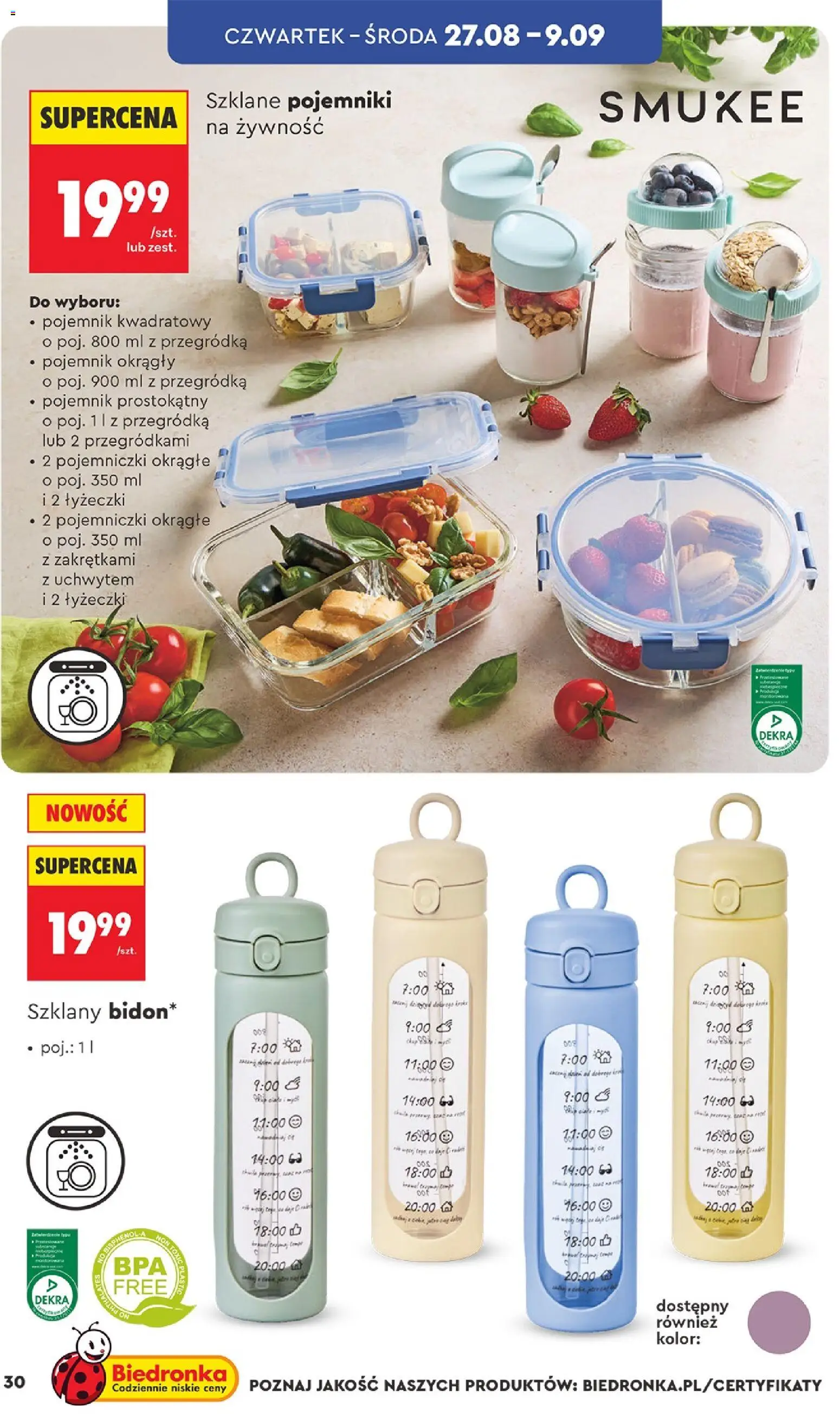 Biedronka gazetka - Hity i inspiracje od 24.08.2026 | Strona: 30 | Produkty: Żywność, Pojemniki na żywność