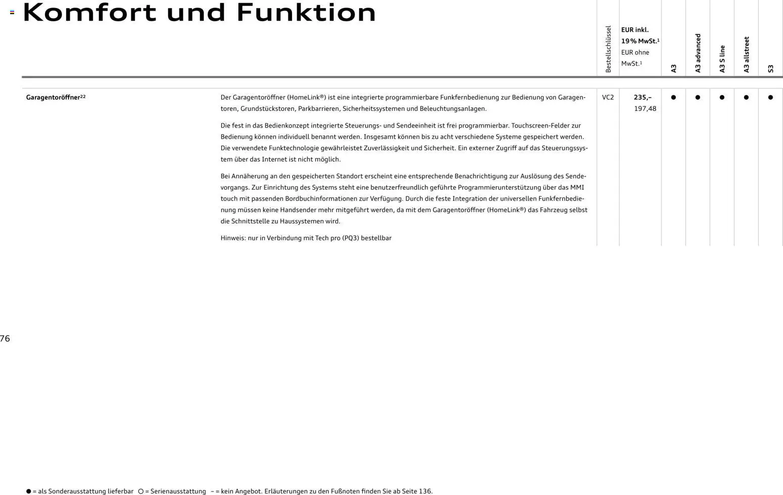 Audi A3 – gültig ab 28.10.2025 | Seite: 76