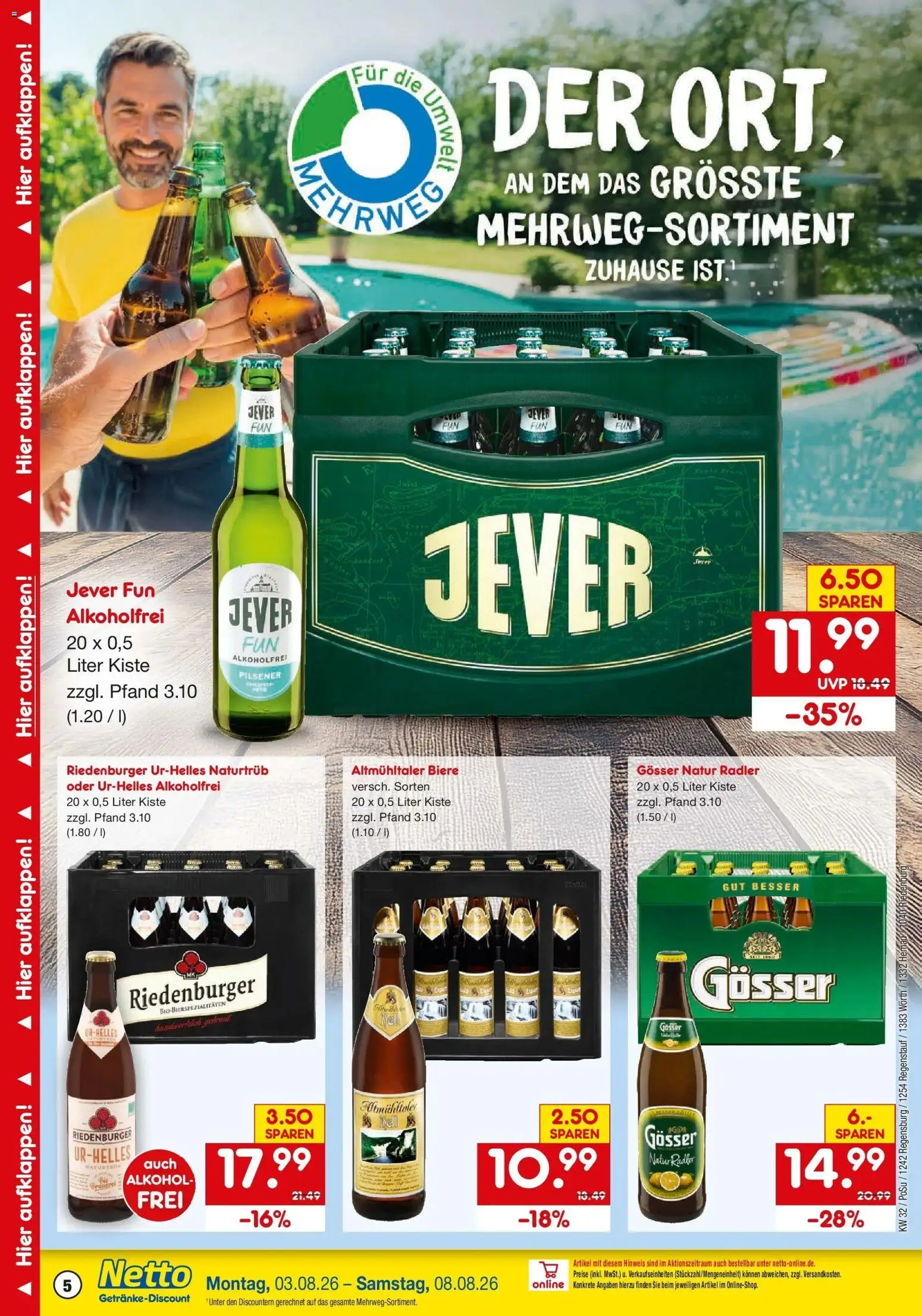 Netto Marken-Discount Prospekt Regenstauf – gültig ab 03.08.2026 | Seite: 5 | Produkte: Radler, Jever