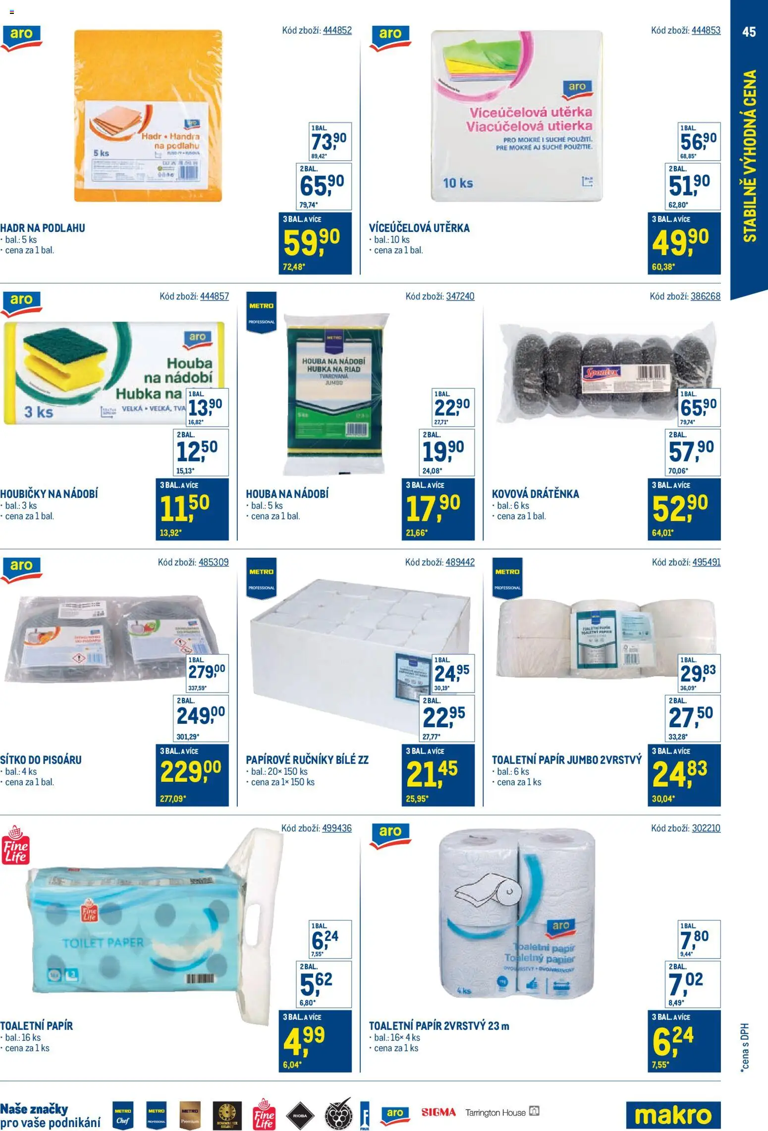 Makro leták - Stabilně výhodná cena od 18.05.2026 | Strana: 45 | Produkty: Nádobí, Toaletní papír, Ručníky, Utěrka