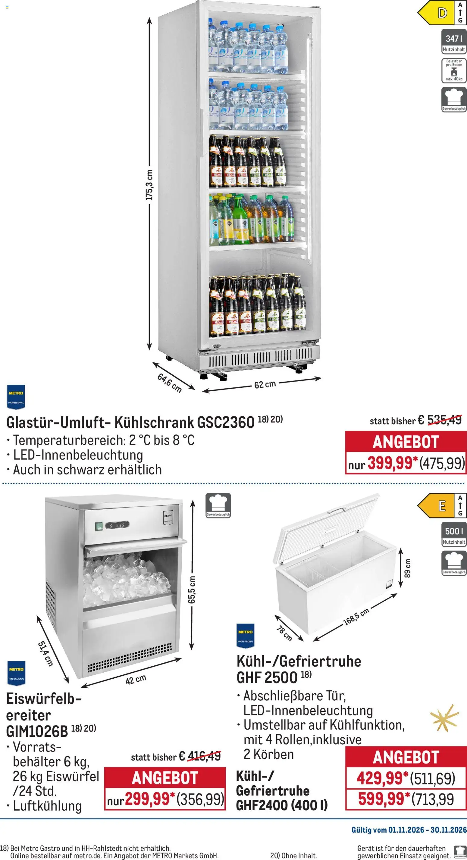 Metro Monats-Menü – gültig ab 01.11.2026 | Seite: 37 | Produkte: Kühlschrank, Gefriertruhe