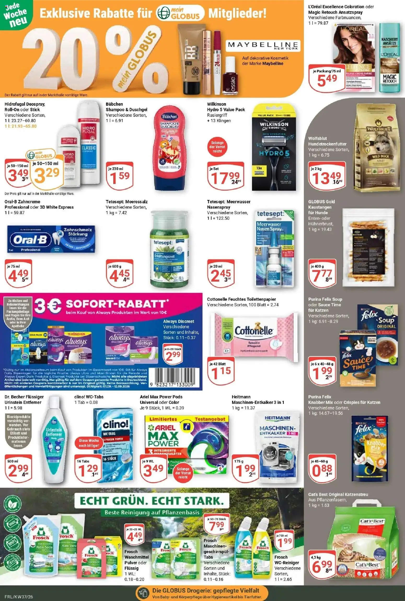 Globus Prospekt Freilassing – gültig ab 07.09.2026 | Seite: 22 | Produkte: Shampoo, Höschen, Toilettenpapier, Feuchtes Toilettenpapier