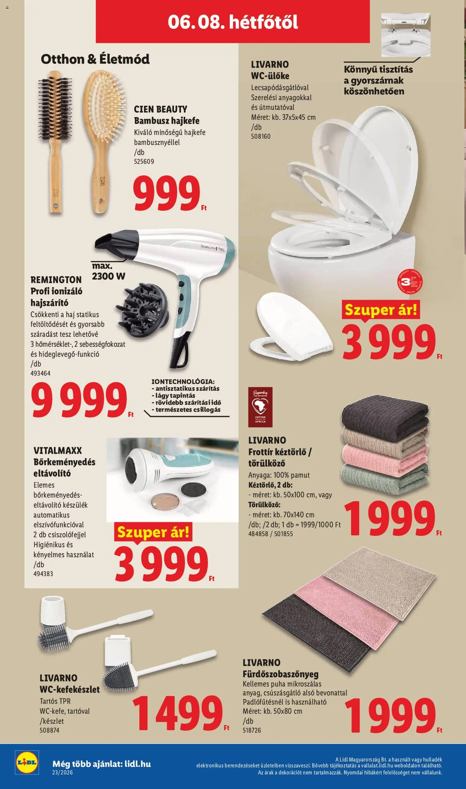 Lidl akciós ujság - amely érvényes a következő dátumtól: 04.06.2026 | Oldal: 32 | Termékek: Wc-ülőke, Hajszárító, Fürdőszobaszőnyeg