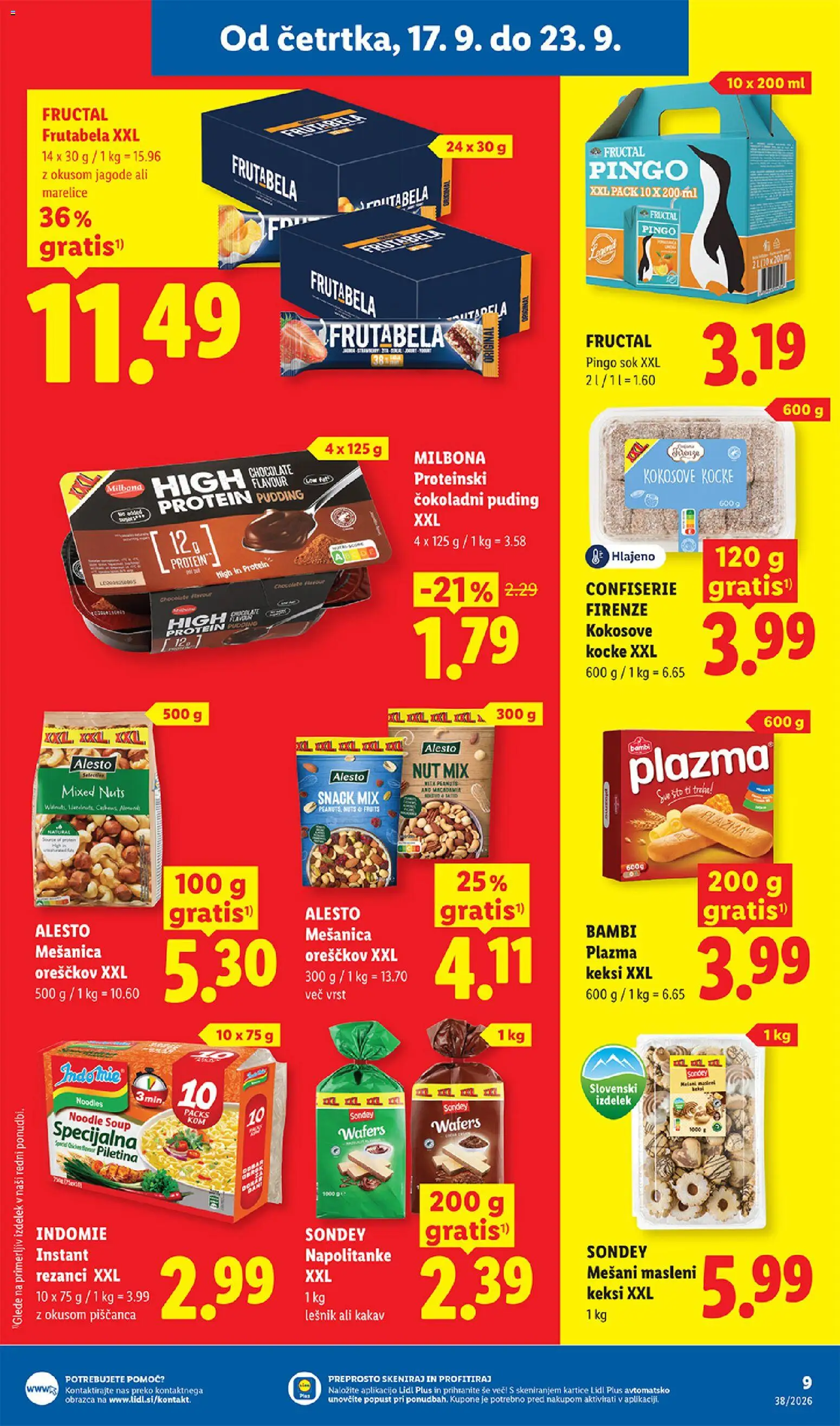 Novi Lidl katalog ponudbe – veljaven od 17.09.2026 | Stran: 9 | Izdelki: Napolitanke, Puding, Kakav, Sok