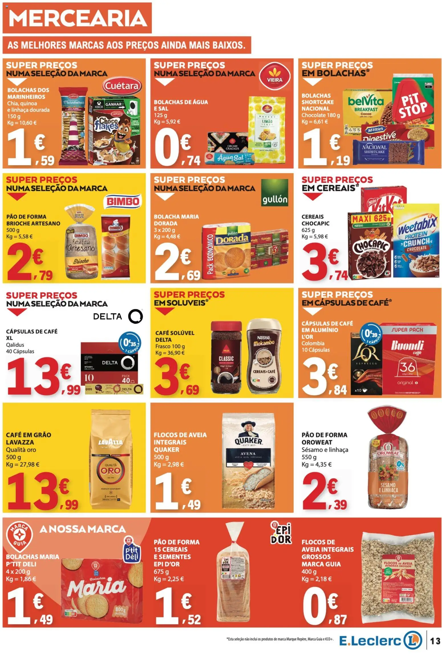 E.Leclerc folheto │ válido de 08/10/2026 | Página: 13 | Produtos: Aveia, Jogos, Pão, Café