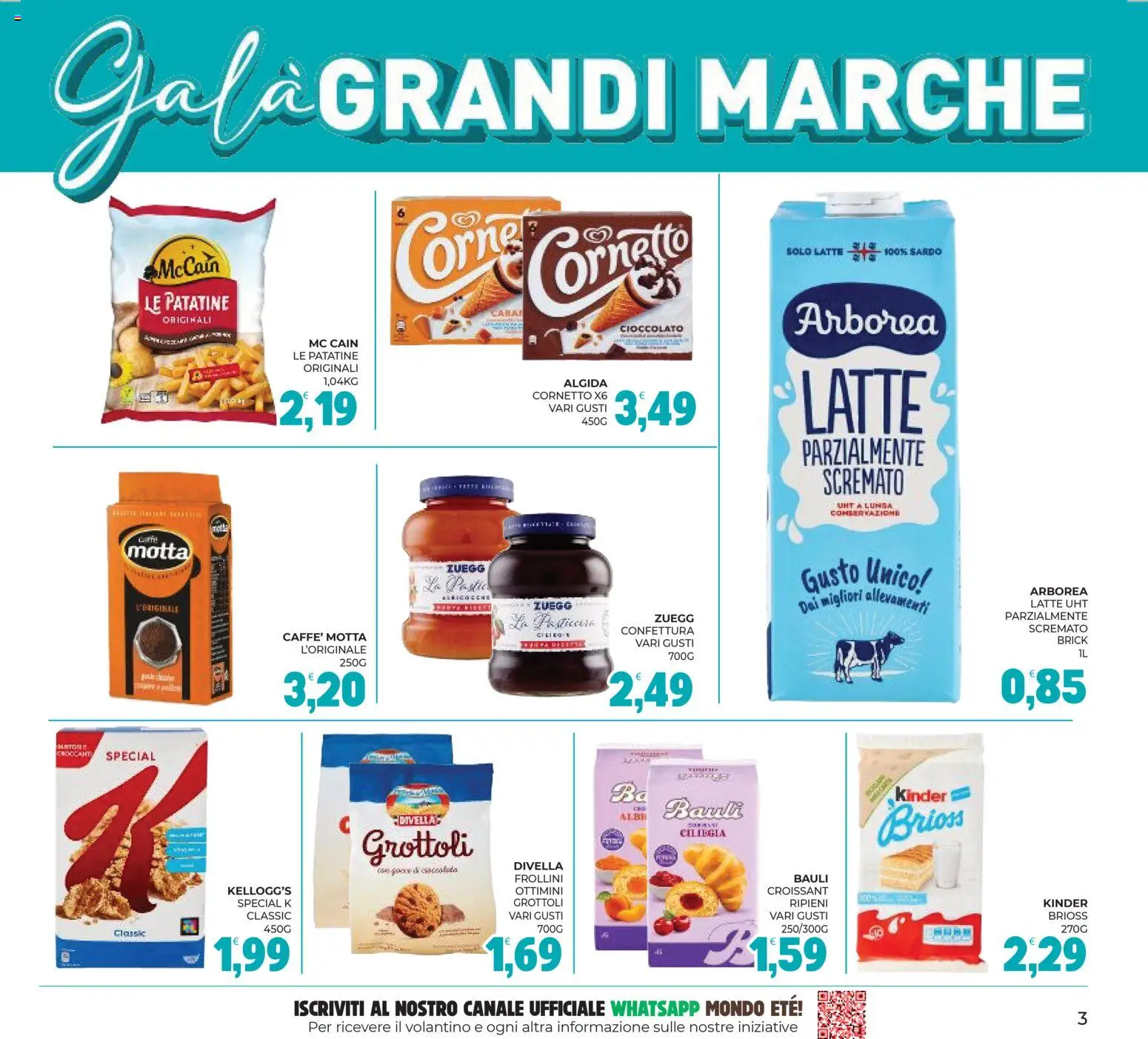 Volantino Eté del 29.04.2026 | Pagina: 3 | Prodotti: Cornetto, Patatine, Latte, Frollini