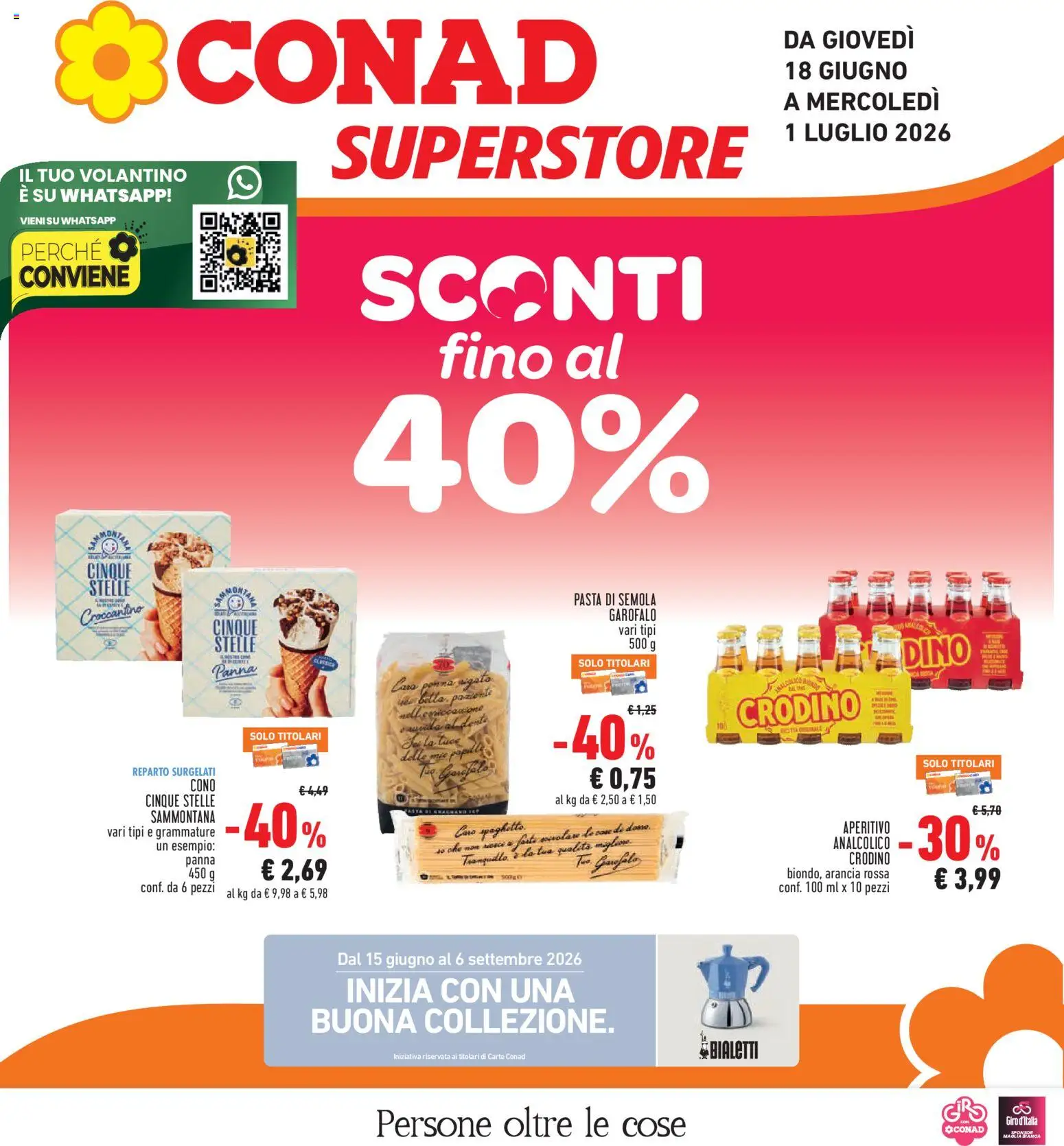 Volantino Conad del 18.06.2026 | Pagina: 1 | Prodotti: Panna, Pasta, Arancia, Aperitivo