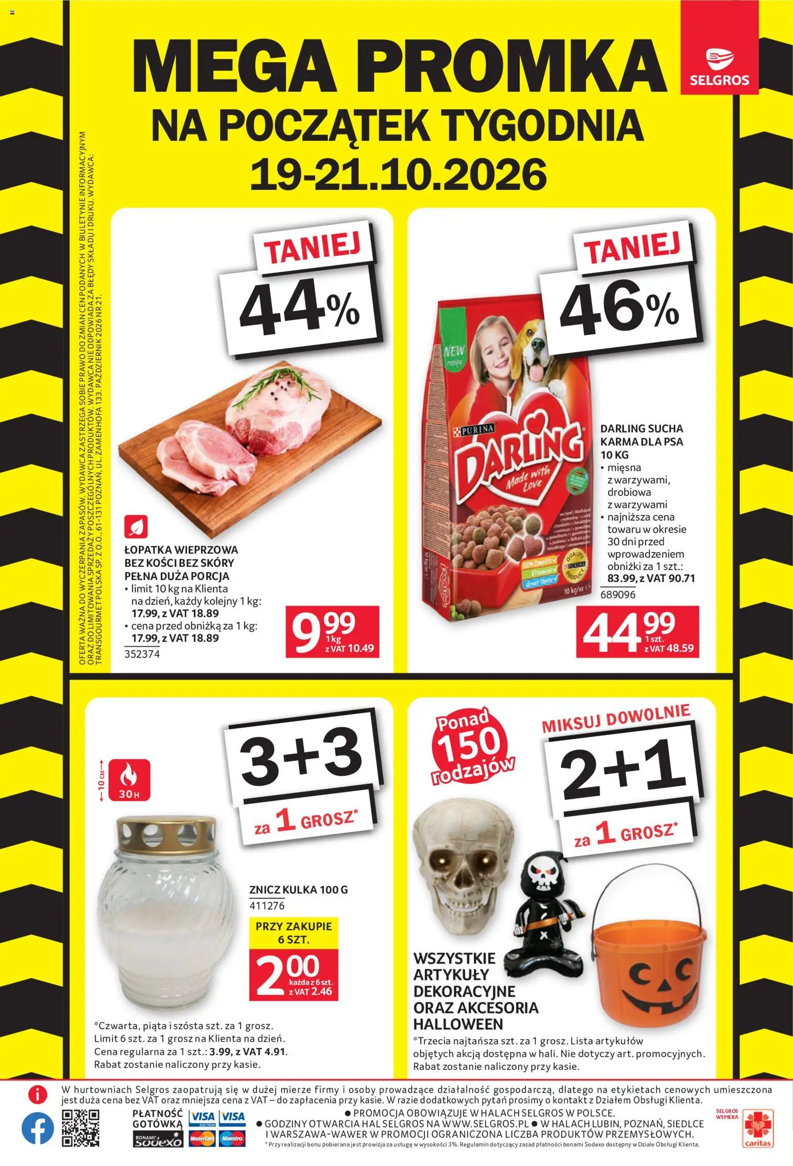 Selgros cash&carry gazetka - Mega Promka od 12.10.2026 | Strona: 2 | Produkty: Łopatka wieprzowa, Karma dla psa, Karma