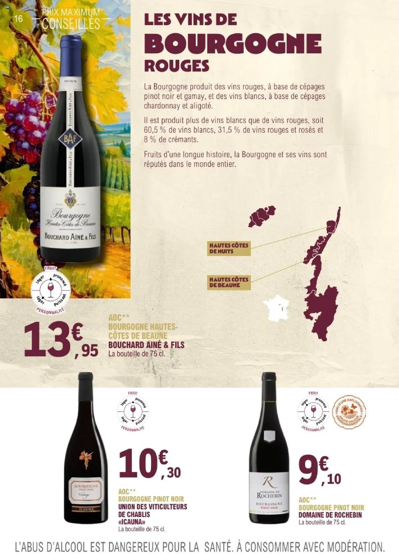 {H1} | Page: 16 | Produits: Pinot noir, Base, Chablis, Bouteille