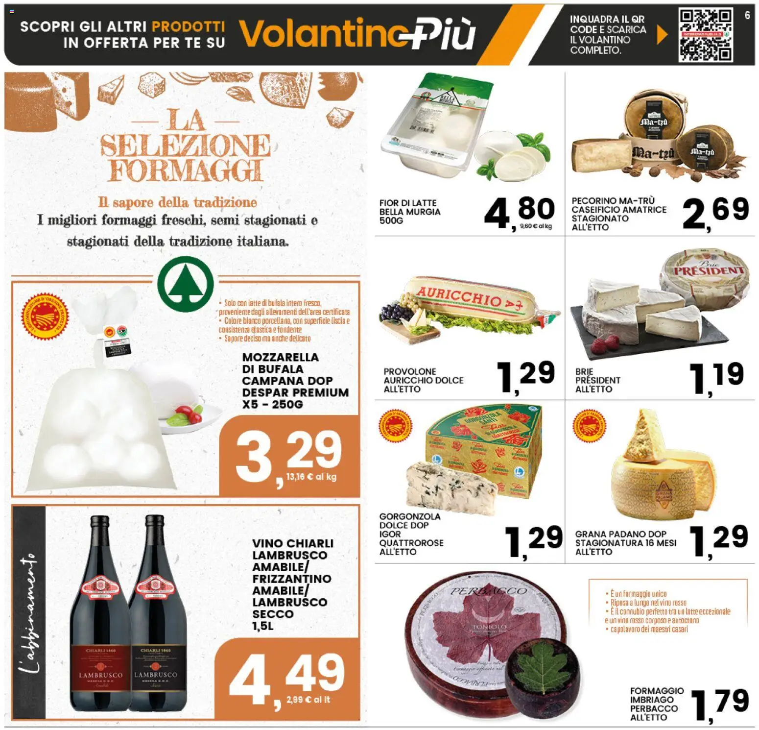Volantino Interspar del 31/08/2026 | Pagina: 6 | Prodotti: Provolone, Latte, Vino, Mozzarella di bufala