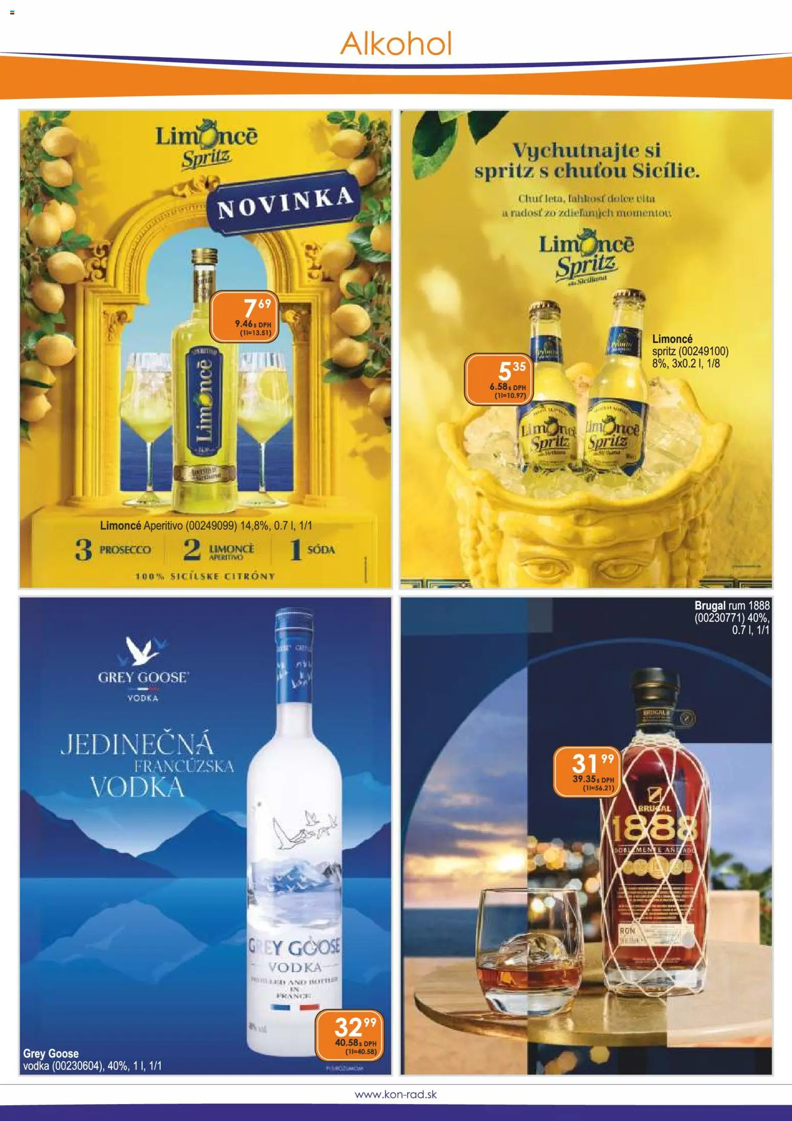 Nové KON - RAD akcie – leták je platný od 01.09.2026 | Strana: 7 | Produkty: Prosecco, Grey Goose, Vodka, Alkohol