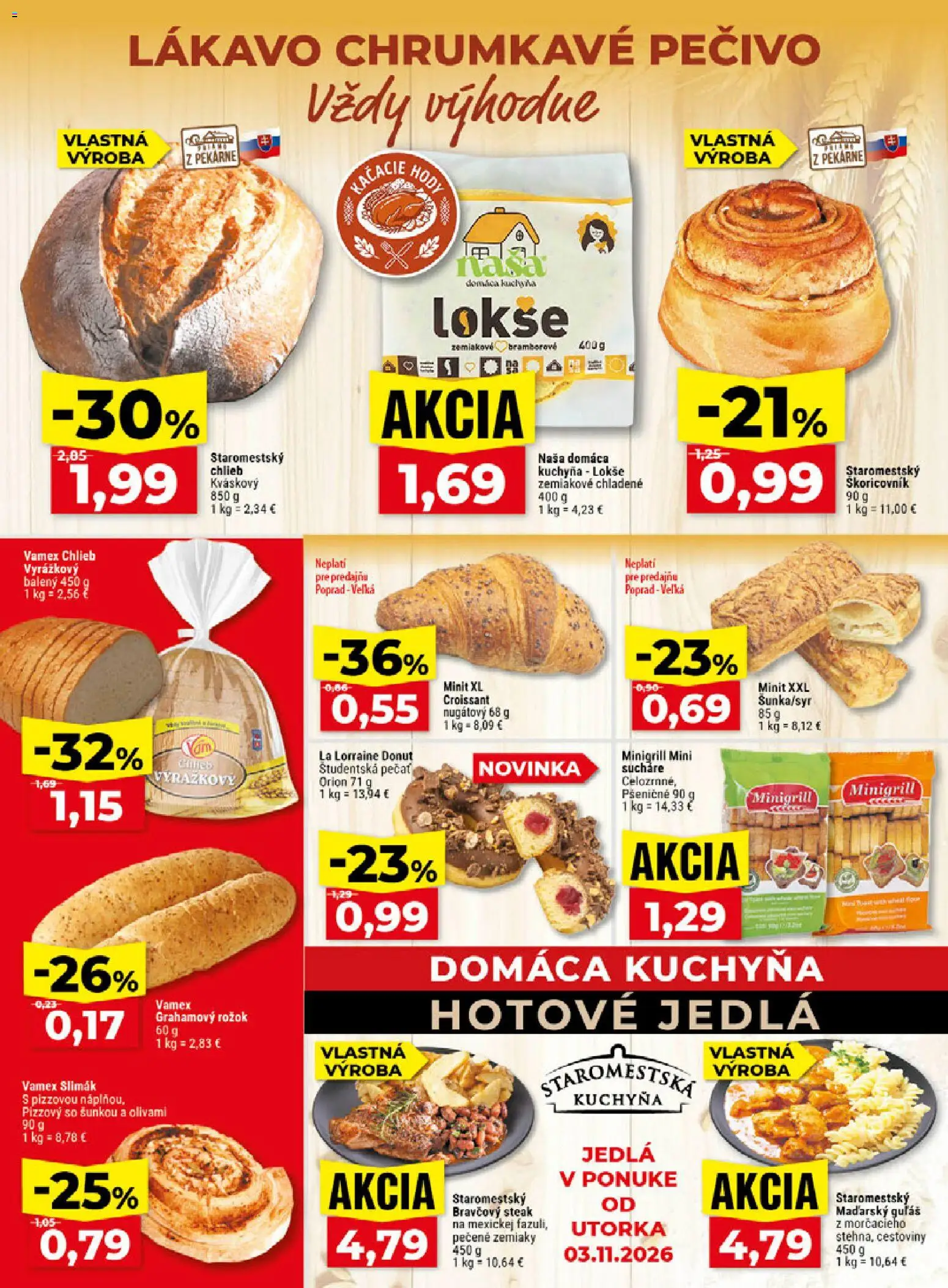 Nové Klas akcie – leták je platný od 02.11.2026 | Strana: 10 | Produkty: Kuchyňa, Cestoviny, Bravčový steak, Pečivo