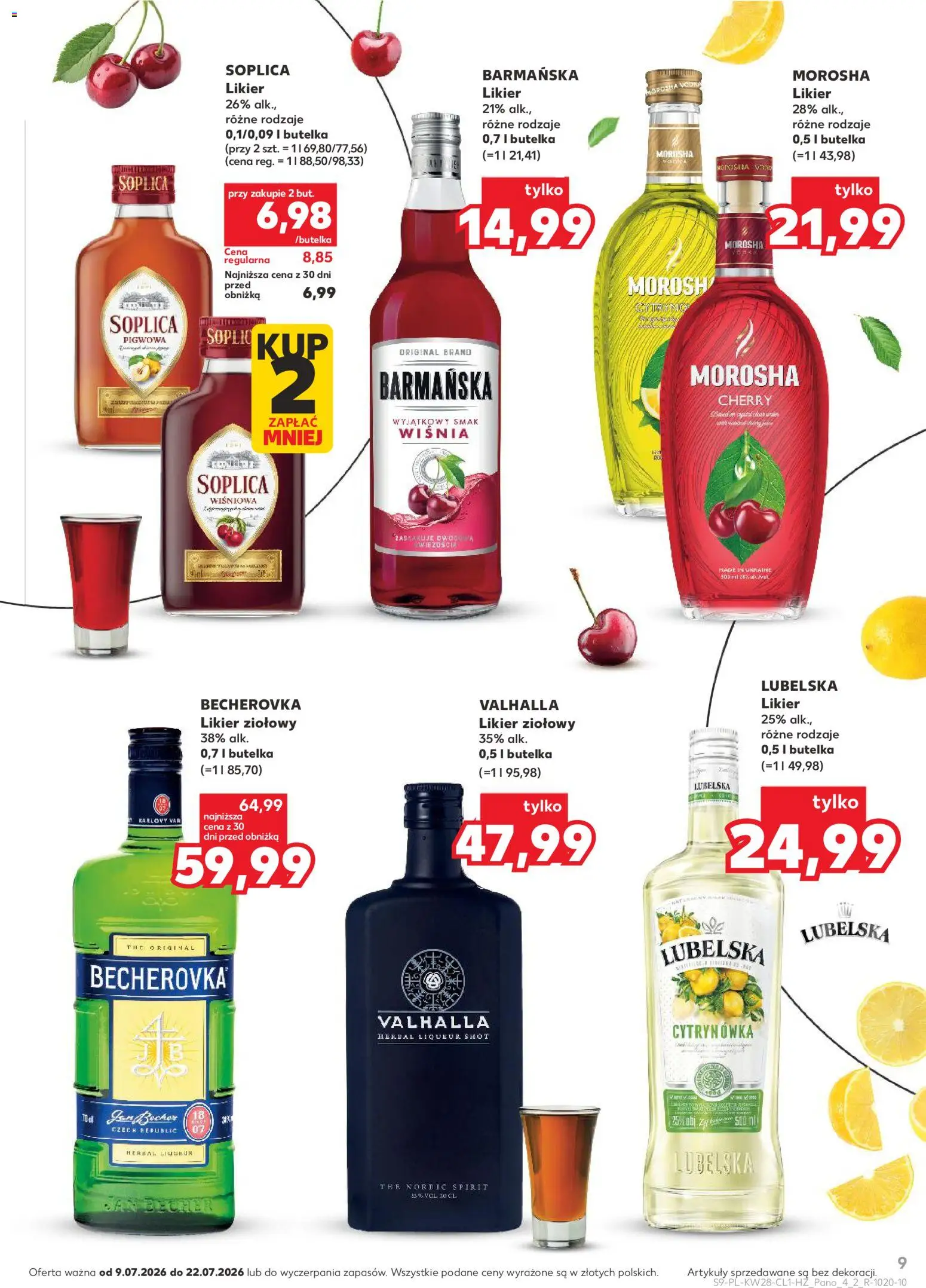 Kaufland Polsko leták - Barek od 09.07.2026 | Strana: 9 | Produkty: Vodka, Becherovka