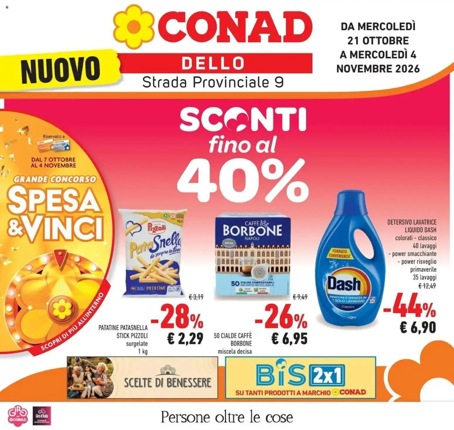 Volantino Conad del 21/10/2026 | Pagina: 1 | Prodotti: Caffè, Patatine, Cialde, Borbone