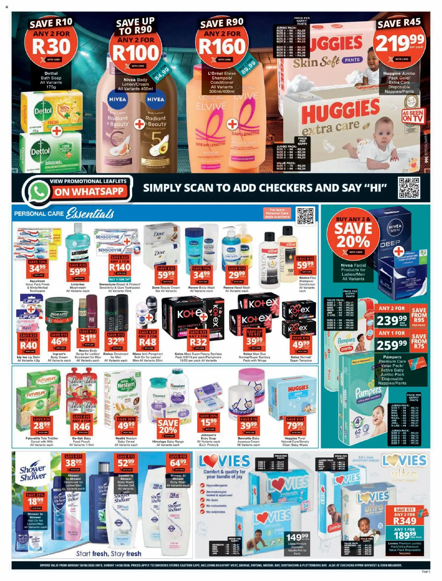 New Checkers catalogue – valid from 08.06.2026 | Page: 5 | Products: Milk, Conditioner, Body wash, Night cream