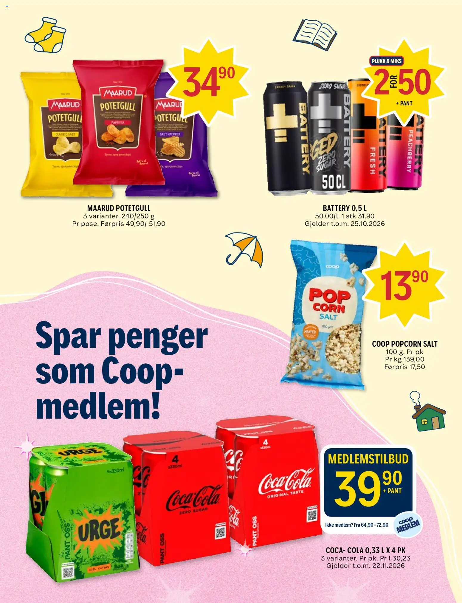 {H1} | Side: 10 | Produkter: Potetgull, 1, Coca Cola, Cola
