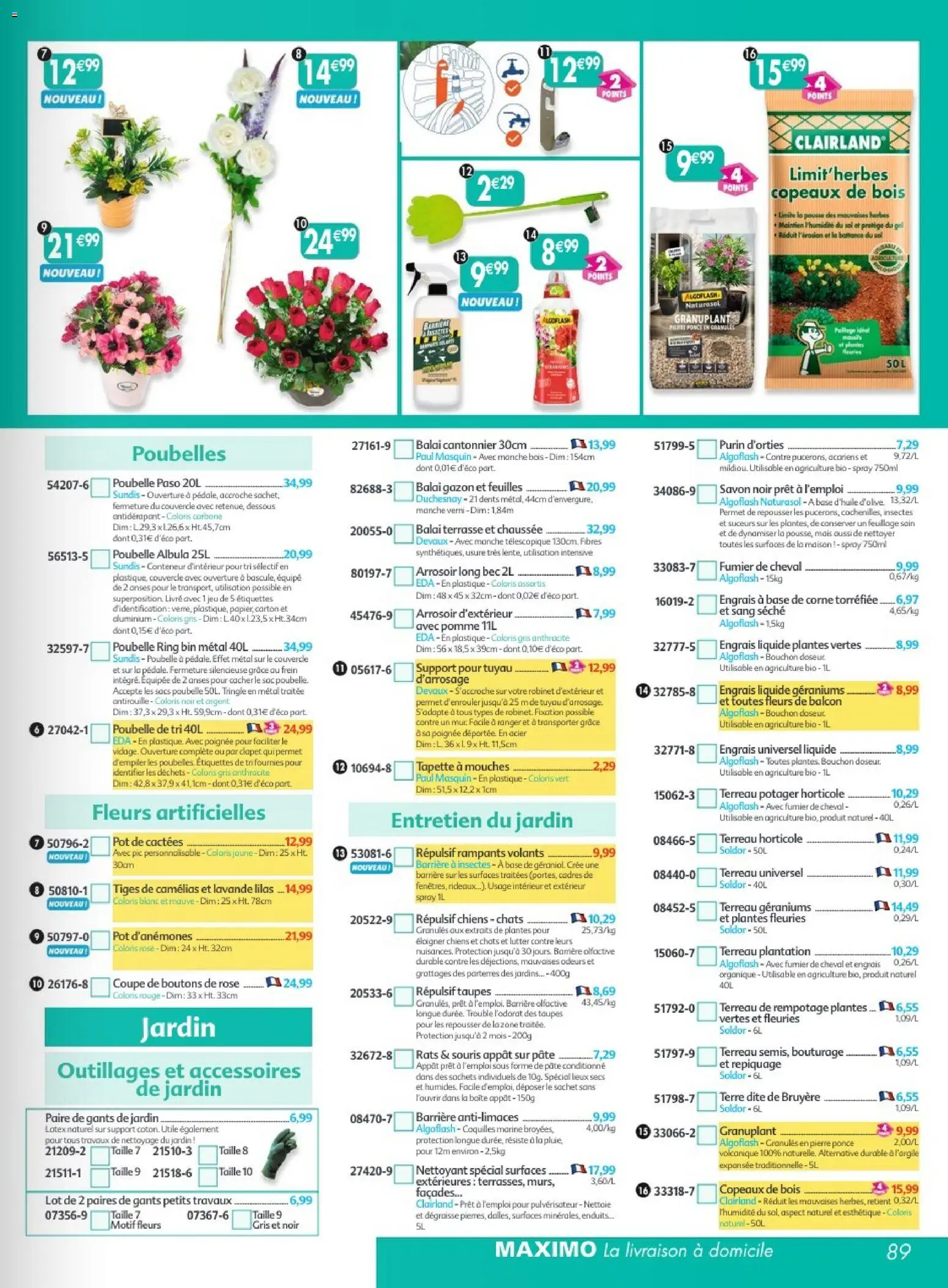 {H1} | Page: 89 | Produits: Lavande, Terreau Universel, Tuyau, Copeaux de bois