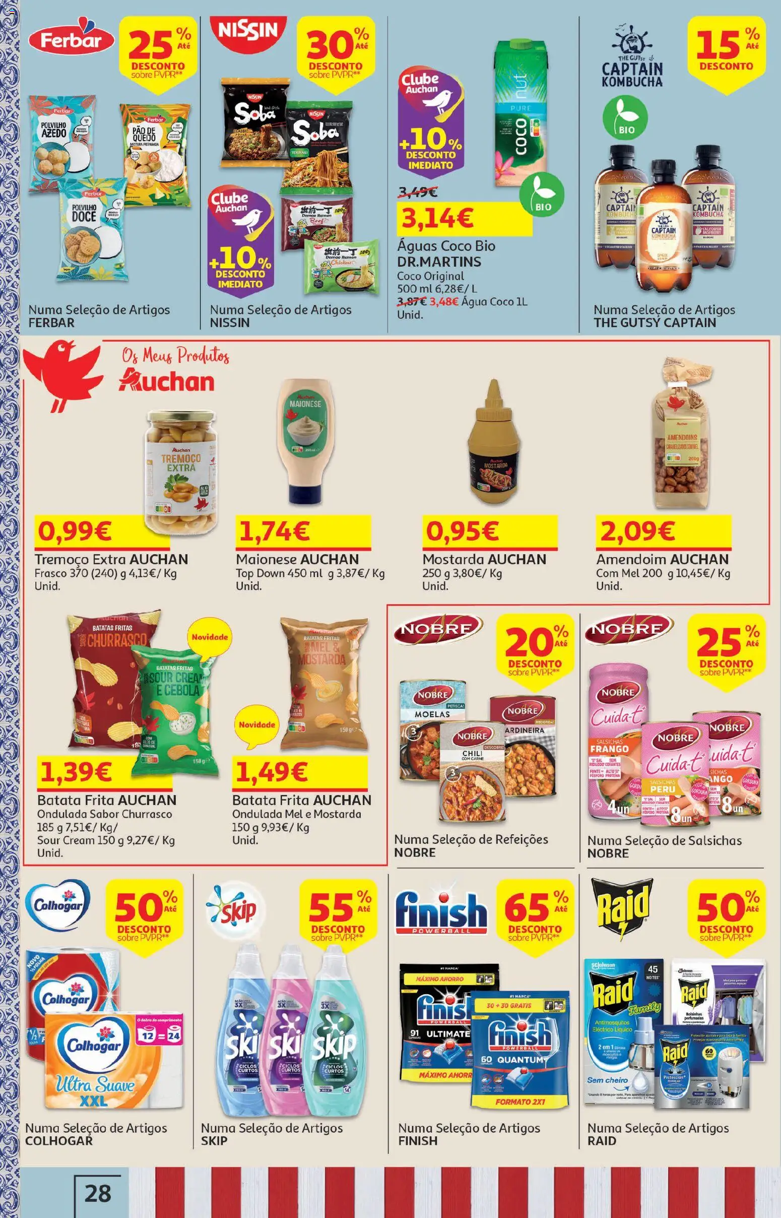 Auchan - Férias de Verão  - Viagem e Praia │ válido de 16.06.2026 | Página: 28 | Produtos: Amendoins, Kombucha, Sal, Proteina