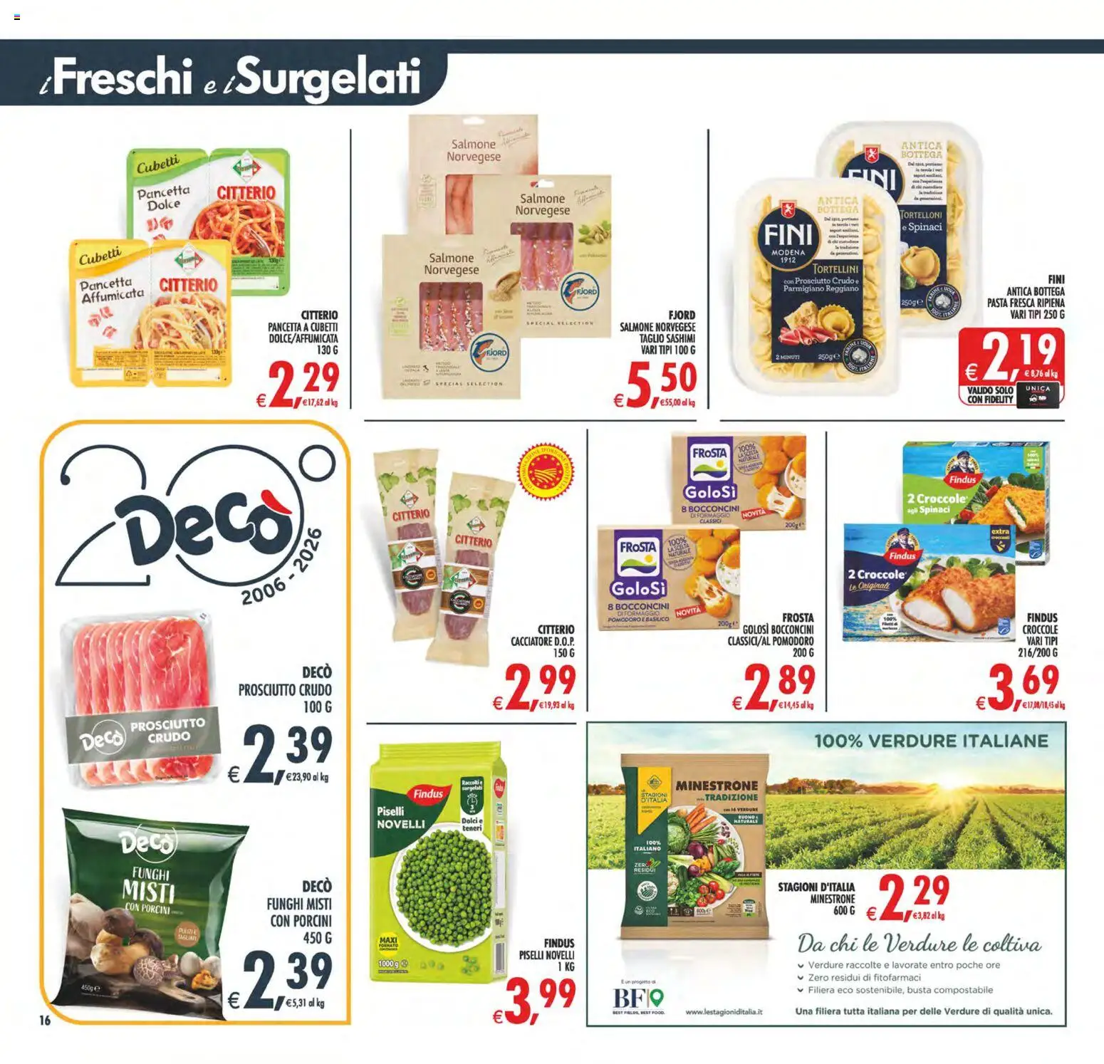 Volantino Decò del 23/10/2026 | Pagina: 16 | Prodotti: Minestrone, Verdure, Formaggio, Parmigiano reggiano