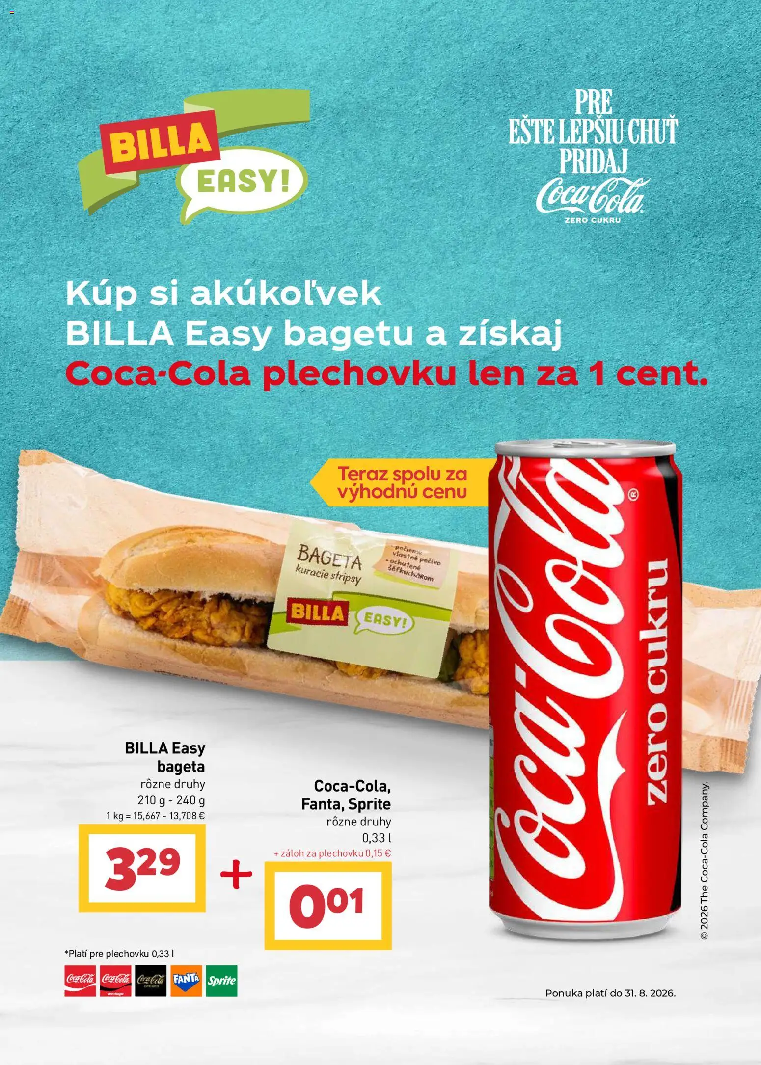 Nové Billa akcie – leták je platný od 29.07.2026 | Strana: 25 | Produkty: Bageta, Fanta, Cola, Stripsy