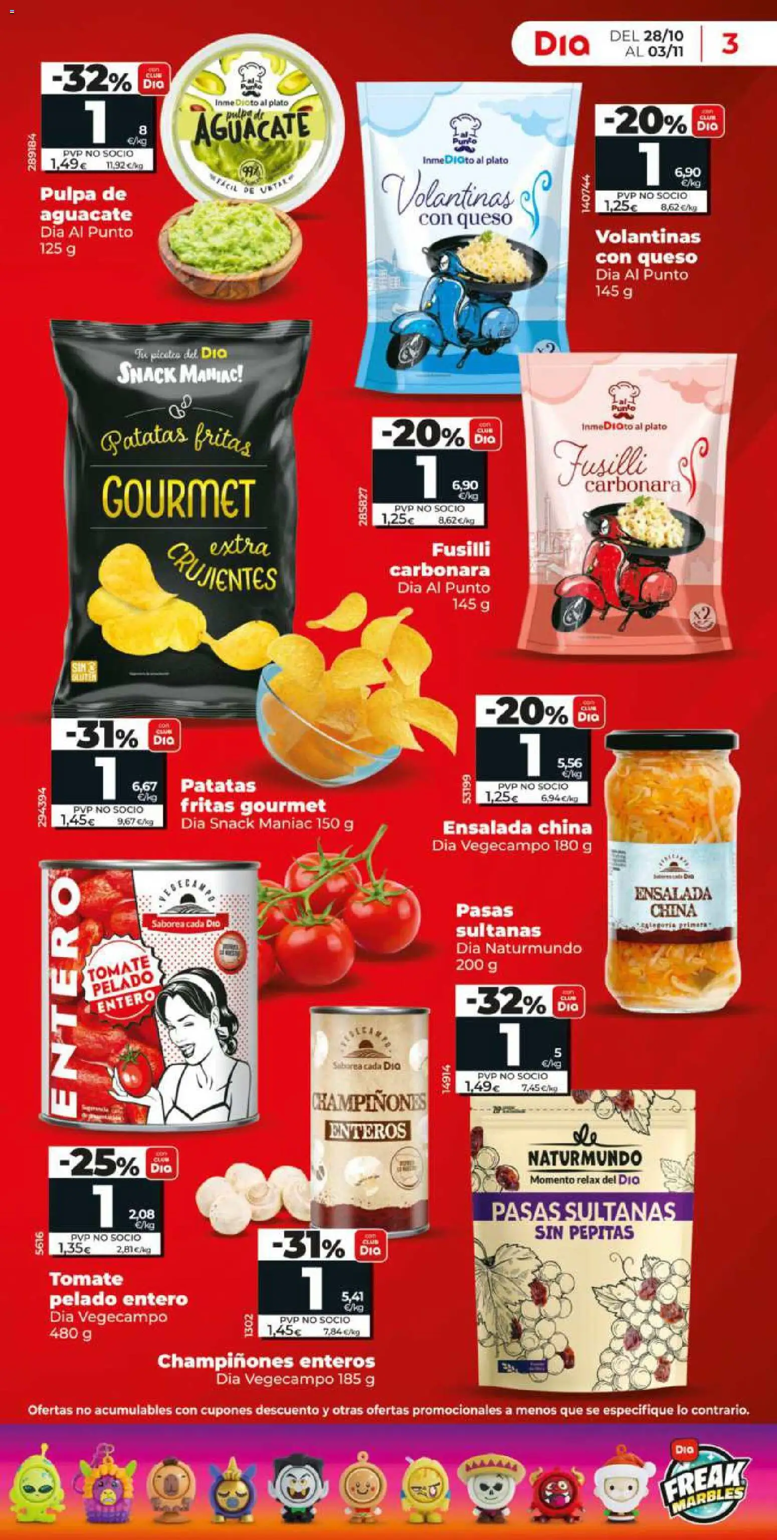 Dia - folleto │ válido desde el 28/10/2026 | Página: 3 | Productos: Tomate, Pasta, Ensalada, Pasas
