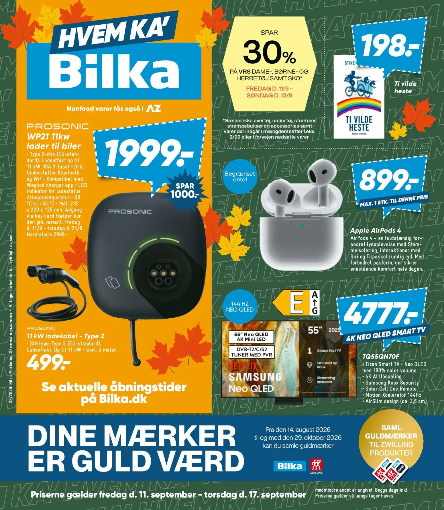 Bilka tilbudsavis – gyldig fra 11/09/2026 | Side: 1 | Produkter: Smart TV, Airpods, TV, Strømpebukser
