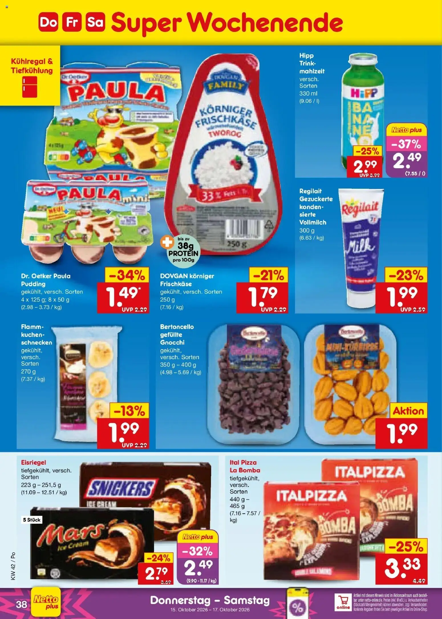 Netto Marken-Discount Prospekt Amberg (ab 12.10.2026) » Angebote | Seite: 52 | Produkte: Pudding, Snickers, Kuchen, Frischkase