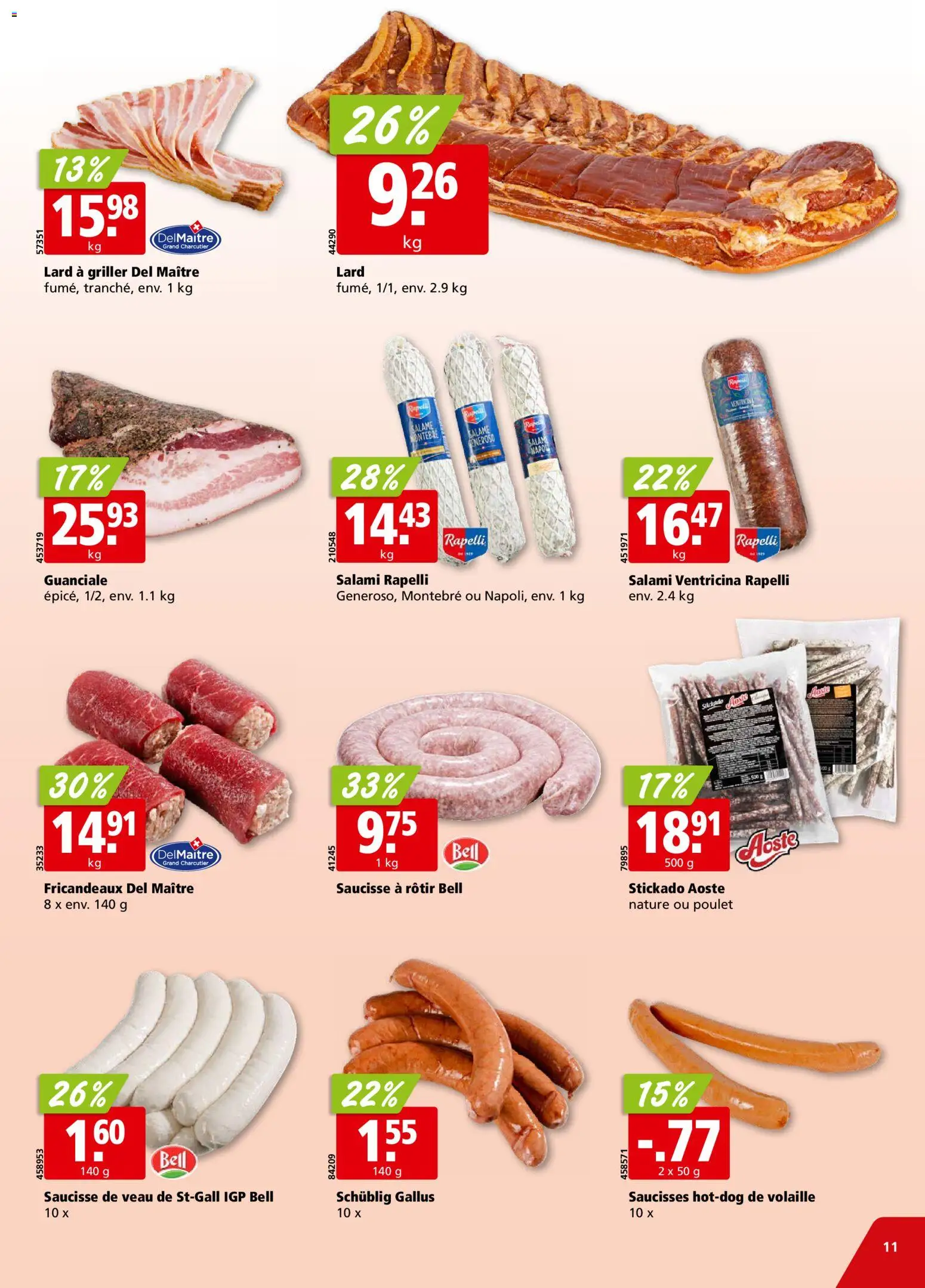 Aligro aktionen Chavannes, Matran, Genève, Sion – gültig ab 19.10.2026 | Seite: 11 | Produkte: Salami, Griller
