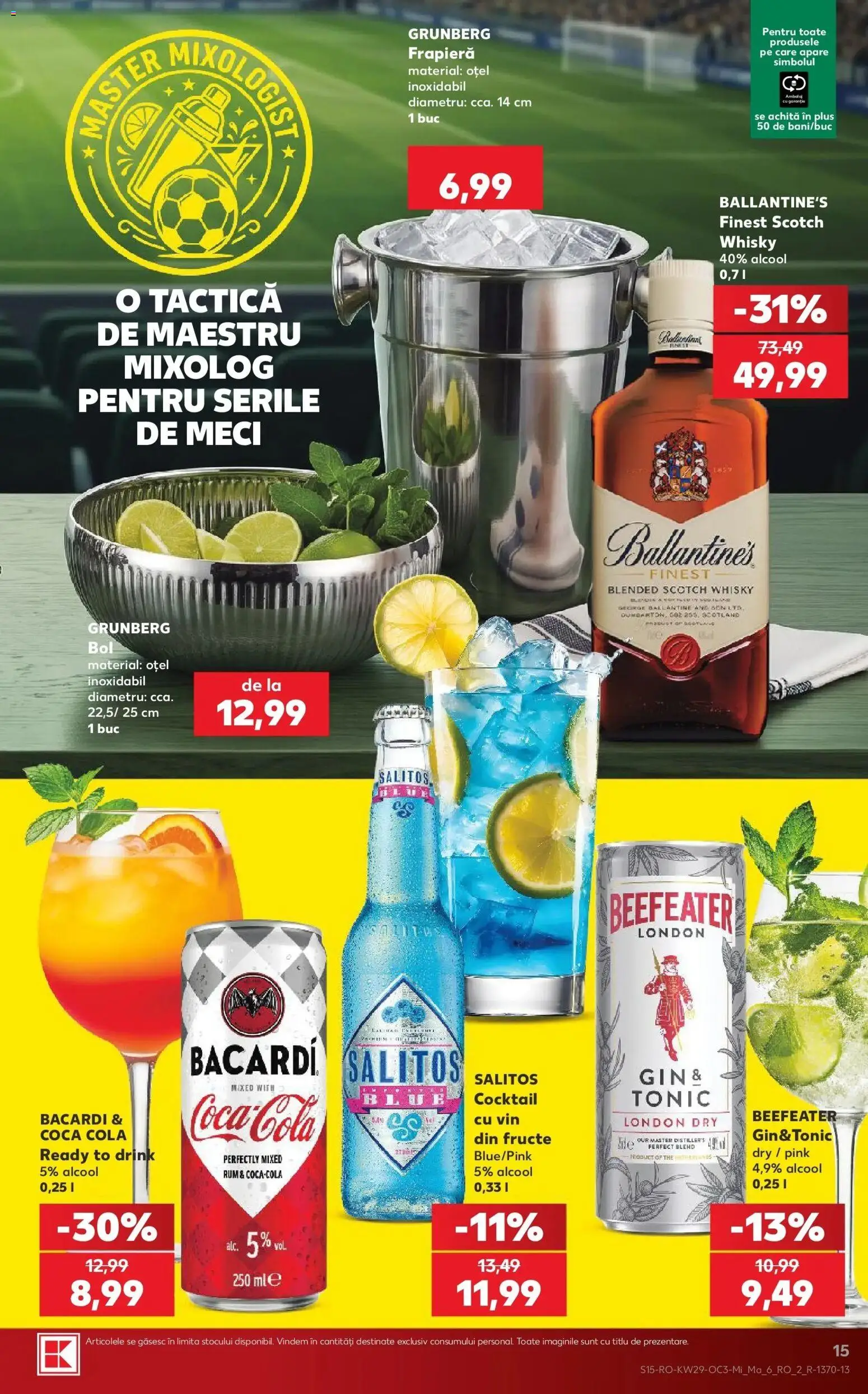 Noul catalog Kaufland – valabil de la 15.07.2026 | Pagină: 15 | Produse: Coca cola, Vin, Gin, Plus