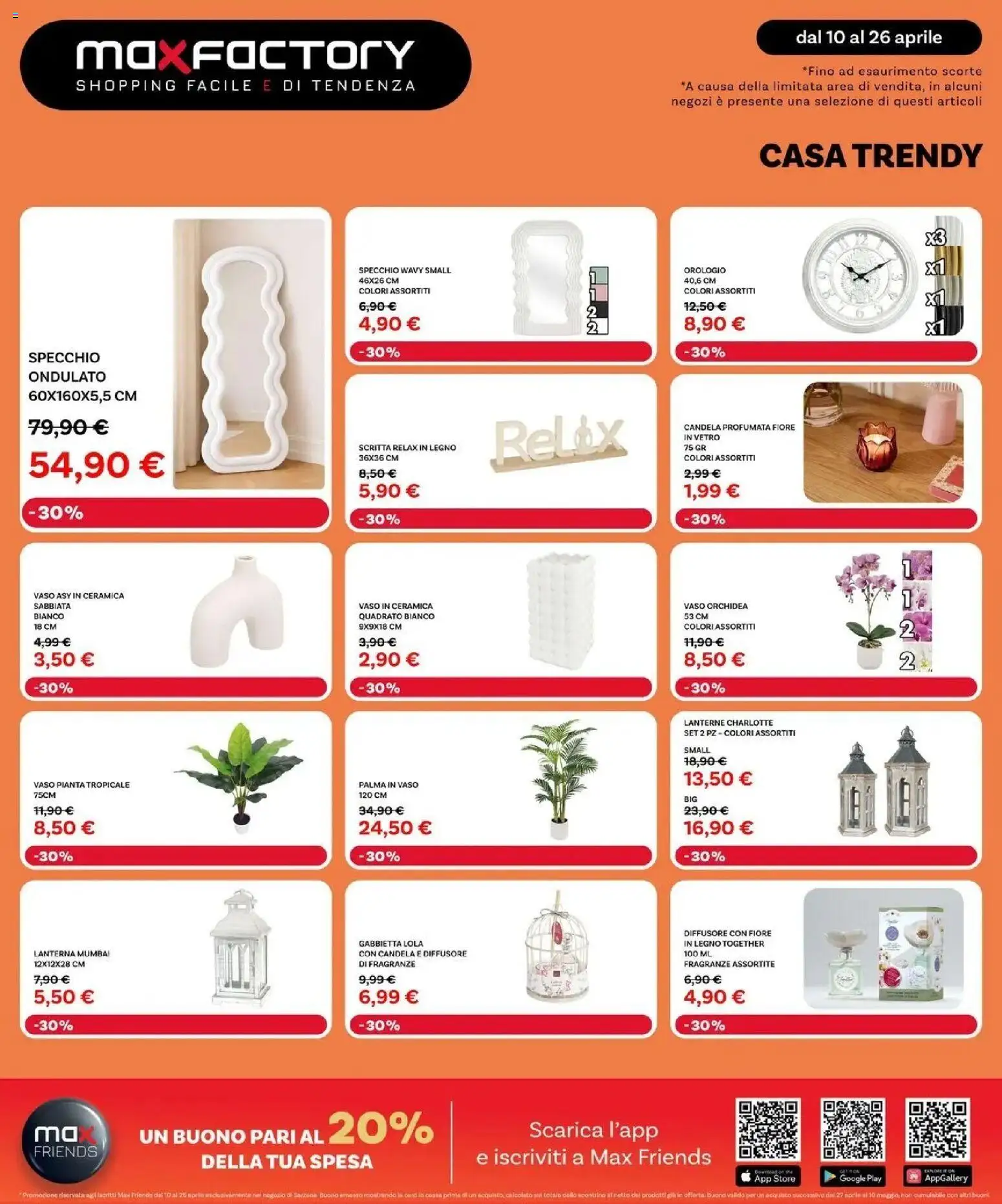 Volantino Max Factory del 10.04.2026 | Pagina: 4 | Prodotti: Orologio, Orchidea, Candela, Specchio