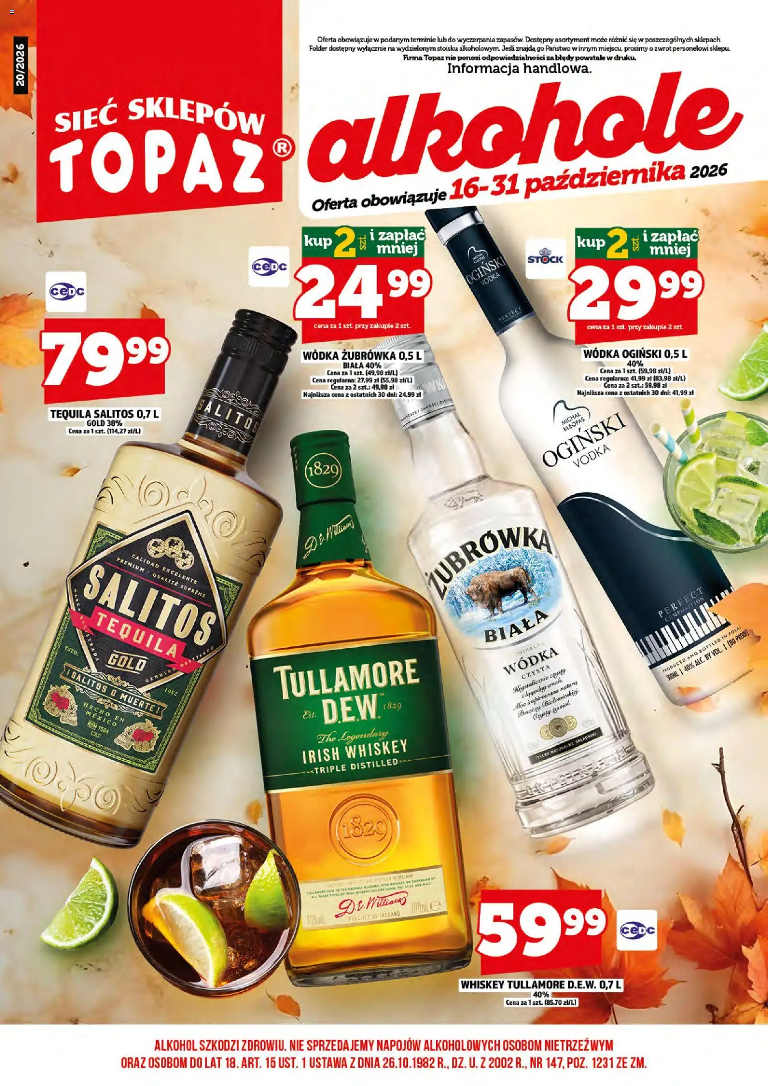 Topaz gazetka alkoholowa od 16.10.2026 | Strona: 3 | Produkty: Alkohole, Ogiński, Wódka Ogiński, Tequila