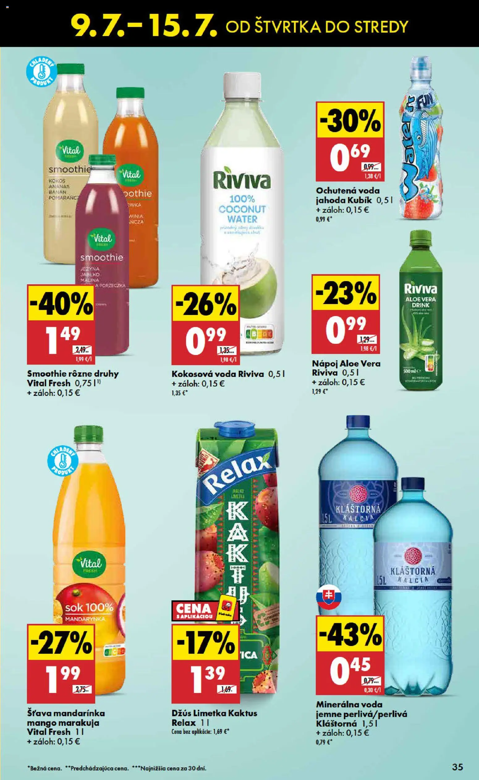 Nové Biedronka akcie – leták je platný od 09.07.2026 | Strana: 35 | Produkty: Limetka, Džús, Minerálna voda, Mango