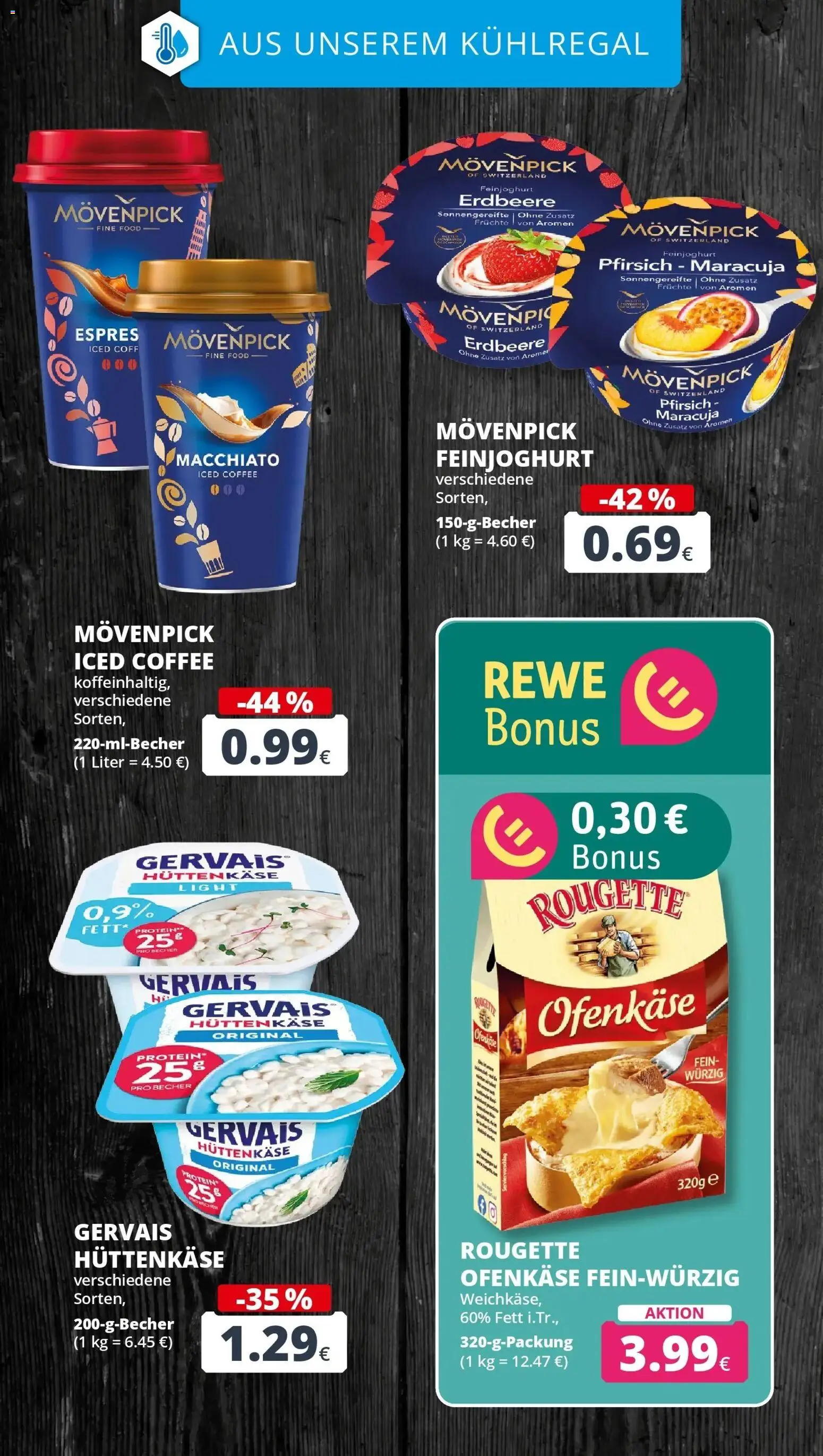 Rewe Prospekt Bergheim – gültig ab 17.05.2026 | Seite: 16 | Produkte: Rougette ofenkase, Pfirsich, Hüttenkäse