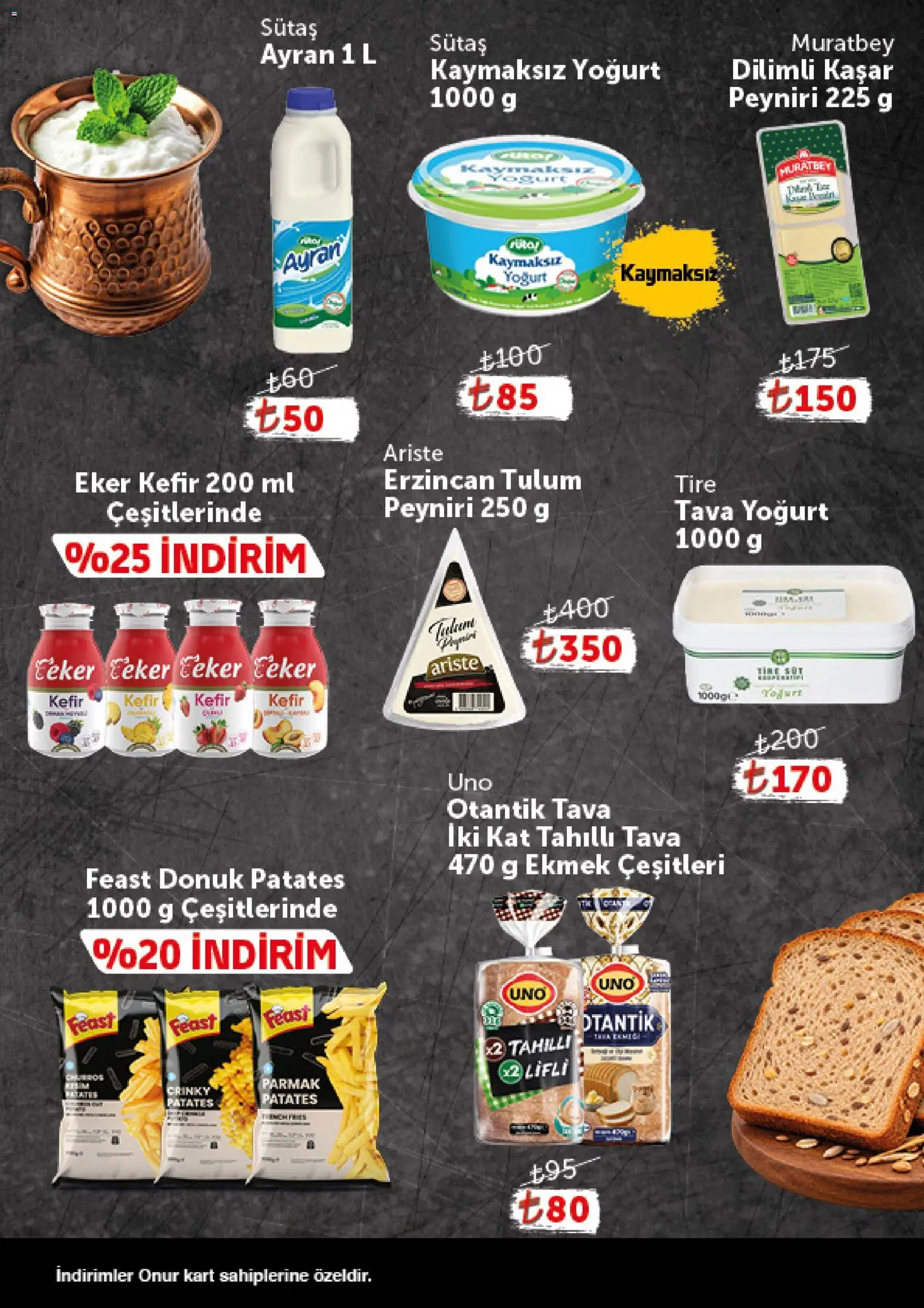 Onur Market - Katalog Gurme - 27 Ekim 2026 tarihinden itibaren geçerlidir | Sayfa: 4 | Ürünler: Yoğurt, Ekmek, Tulum, Patates