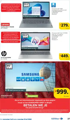 Carrefour folder week 27 - Voorbeeld van een folder van Carrefour, geldig van 01/07/2026 | Pagina: 37 | Producten: Tv, Laptop, Bluetooth, Kaart