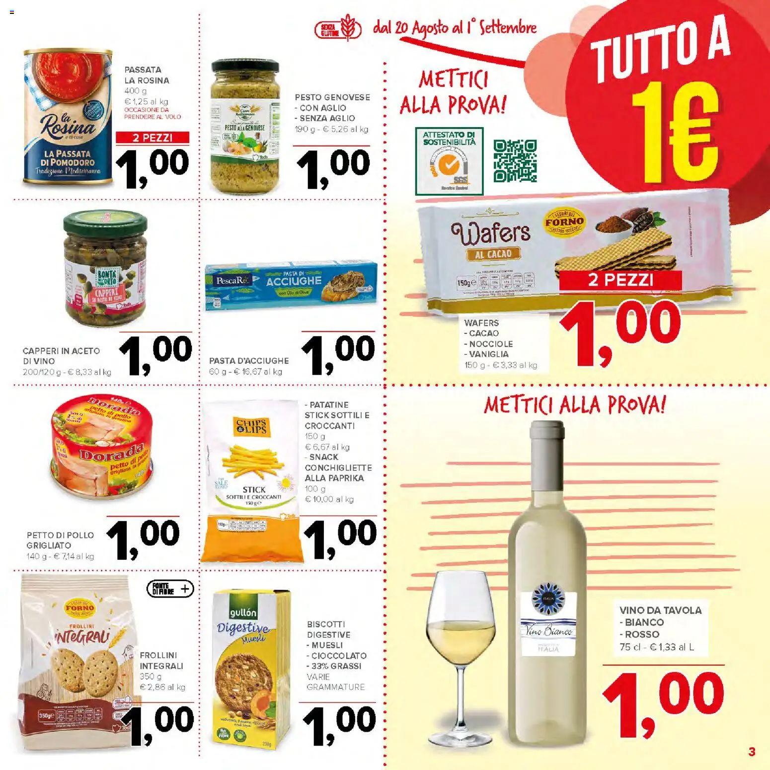 Volantino Todis del 20/08/2026 | Pagina: 3 | Prodotti: Vaniglia, Cioccolato, Pomodoro, Pesto