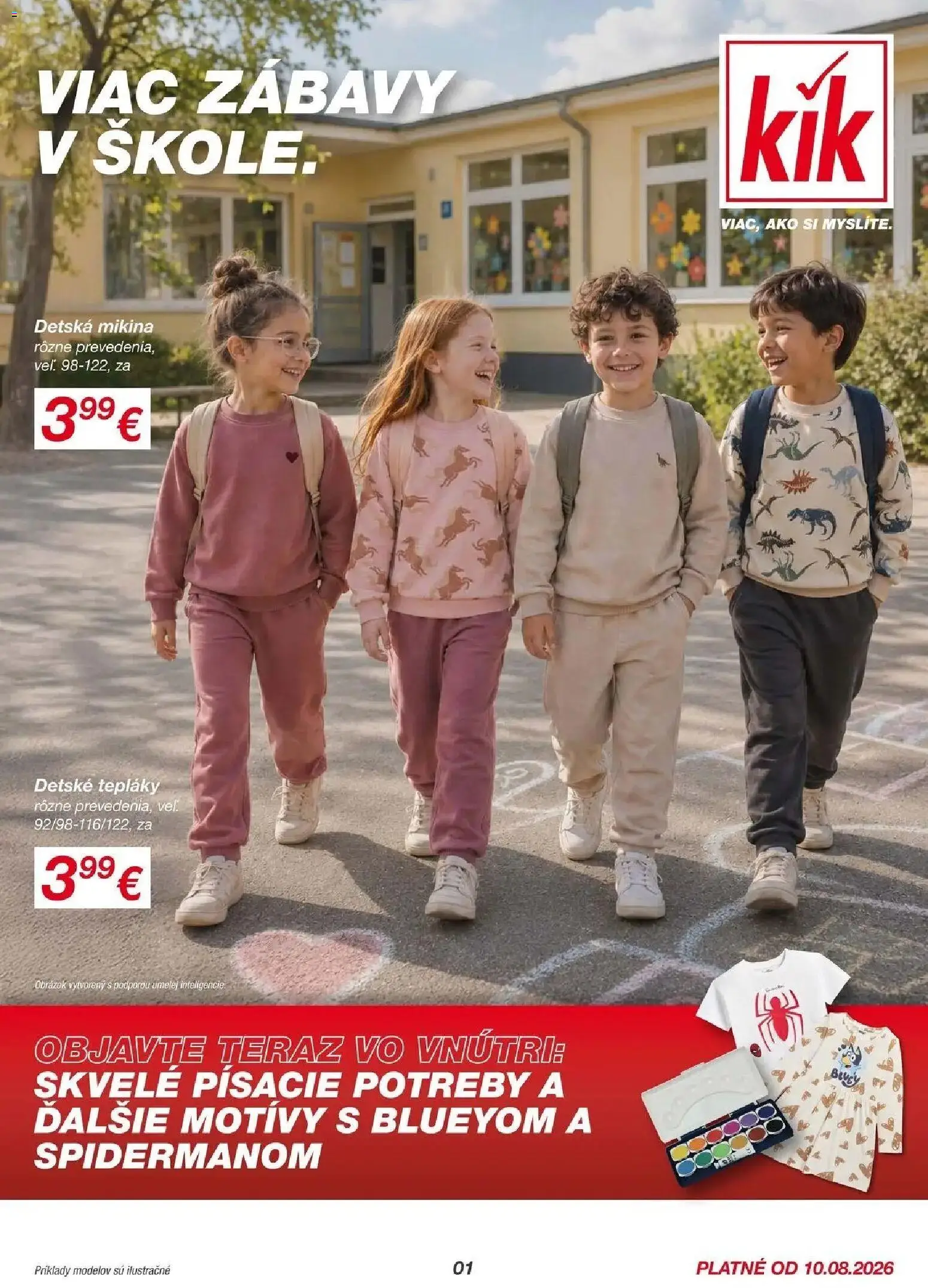 Nové Kik akcie – leták je platný od 10.08.2026 | Strana: 1 | Produkty: Mikina