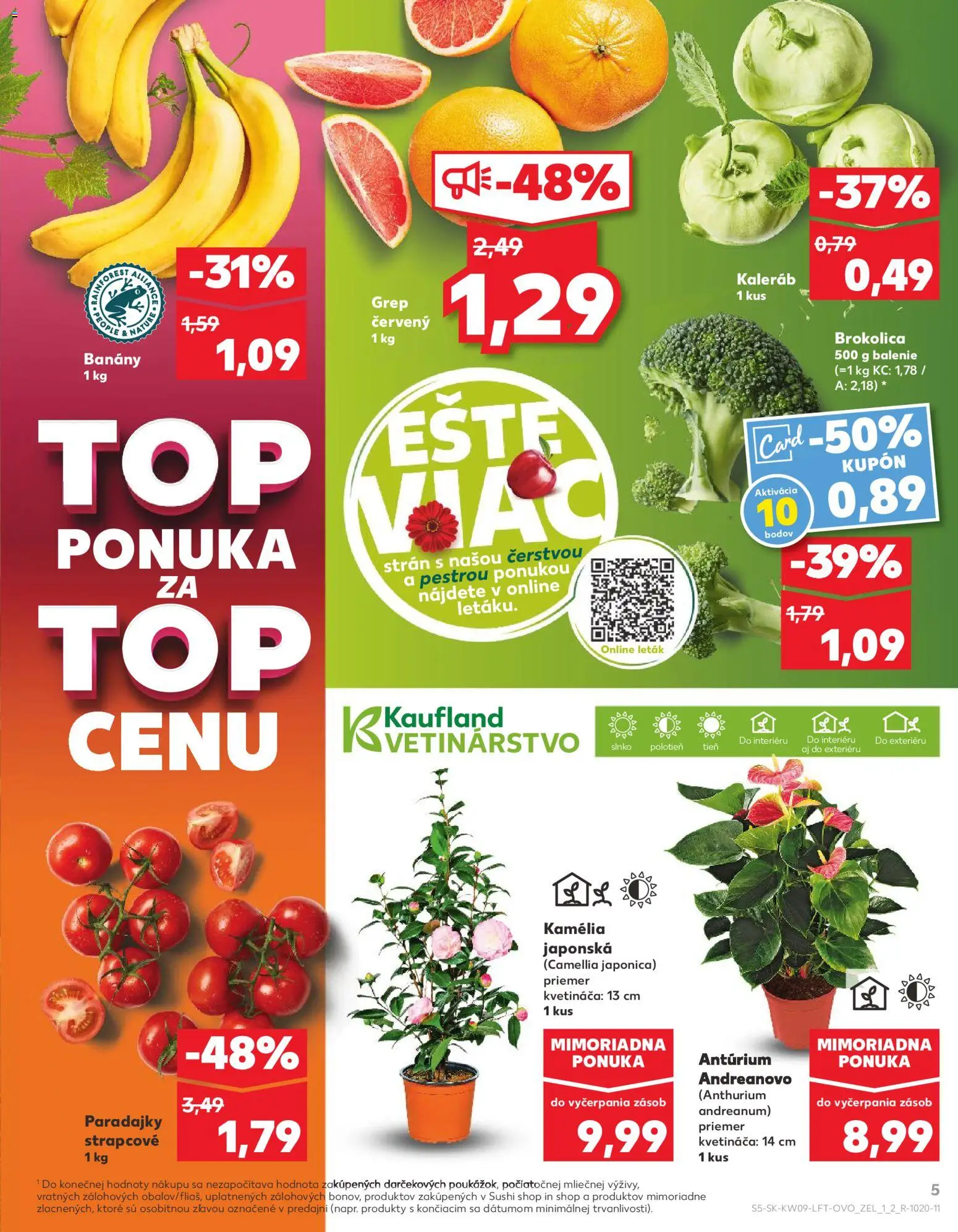 Nové Kaufland akcie – leták je platný od 26.02.2026 | Strana: 5 | Produkty: Paradajky, Banány, Brokolica, Grep