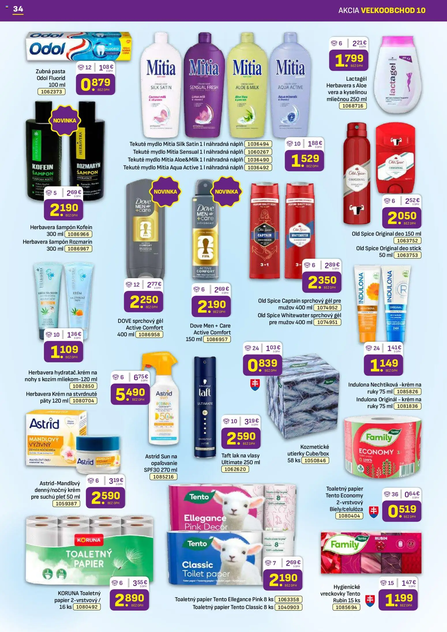 Nové Libex akcie – leták je platný od 18.05.2026 | Strana: 34 | Produkty: Old Spice, Mydlo, Krém, Indulona