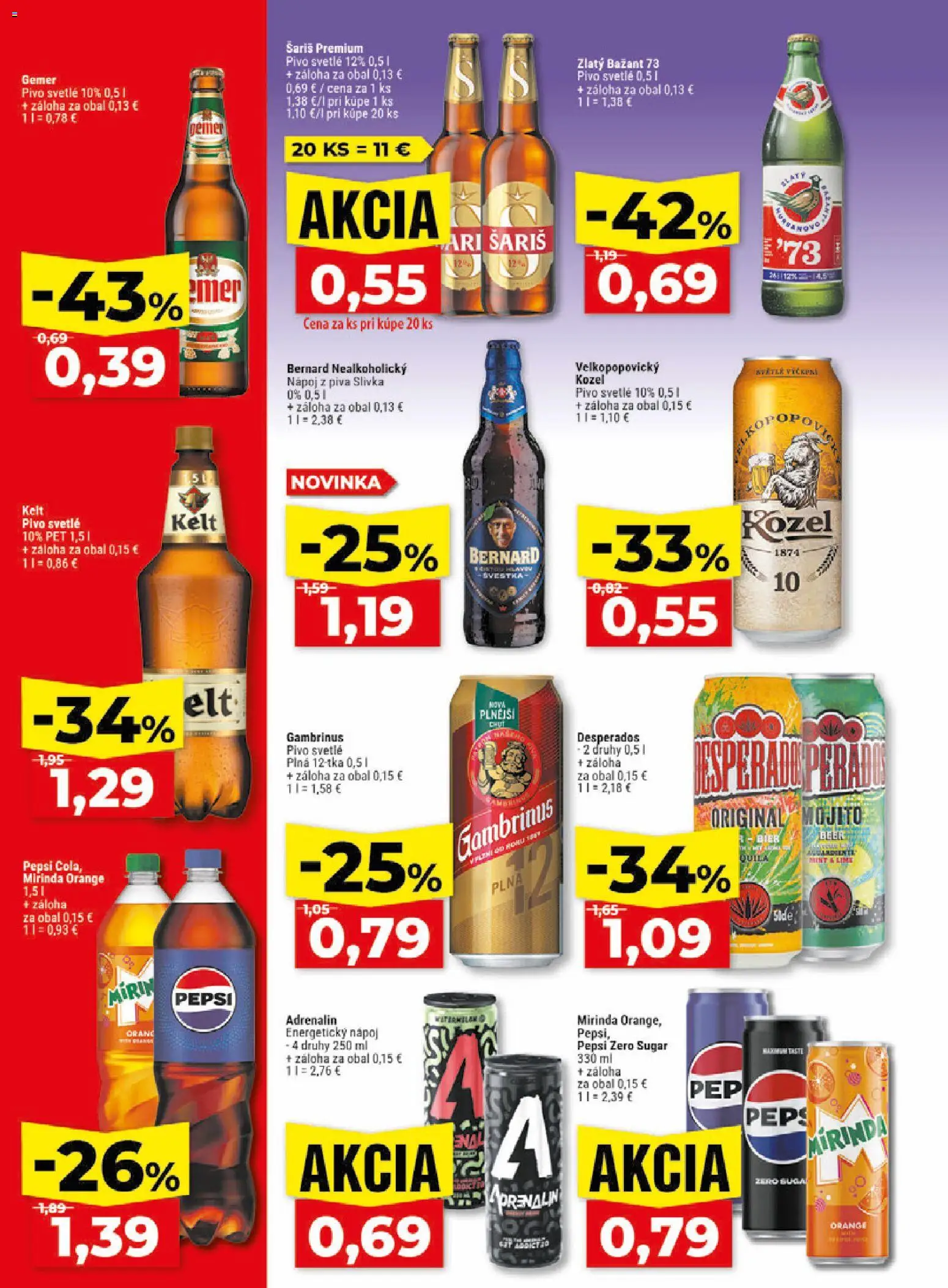 Nové Klas akcie – leták je platný od 27.07.2026 | Strana: 23 | Produkty: Desperados, Zlatý Bažant, Pepsi, Mirinda