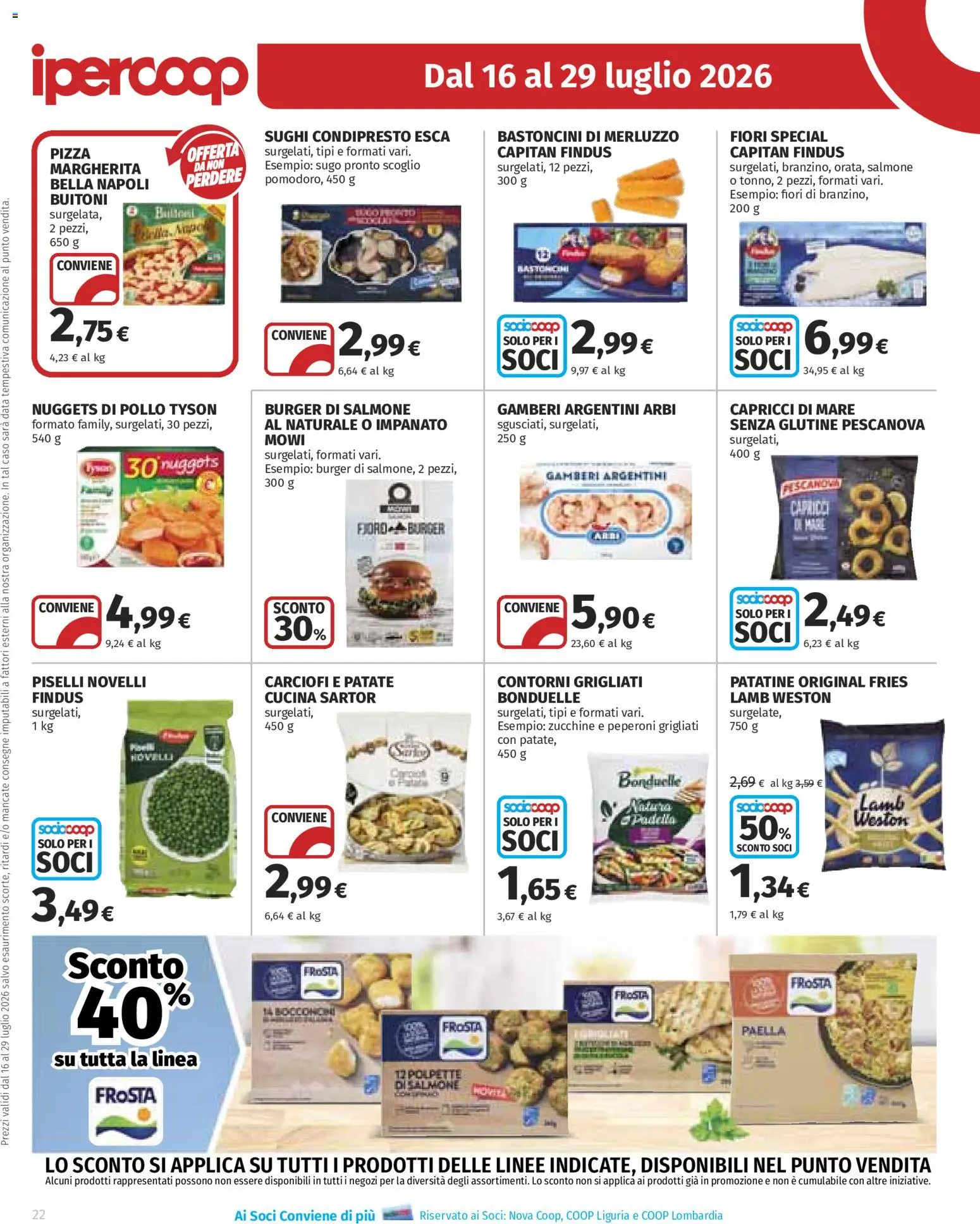Volantino Ipercoop del 16/07/2026 | Pagina: 22 | Prodotti: Carciofi, Data, Sugo, Paella
